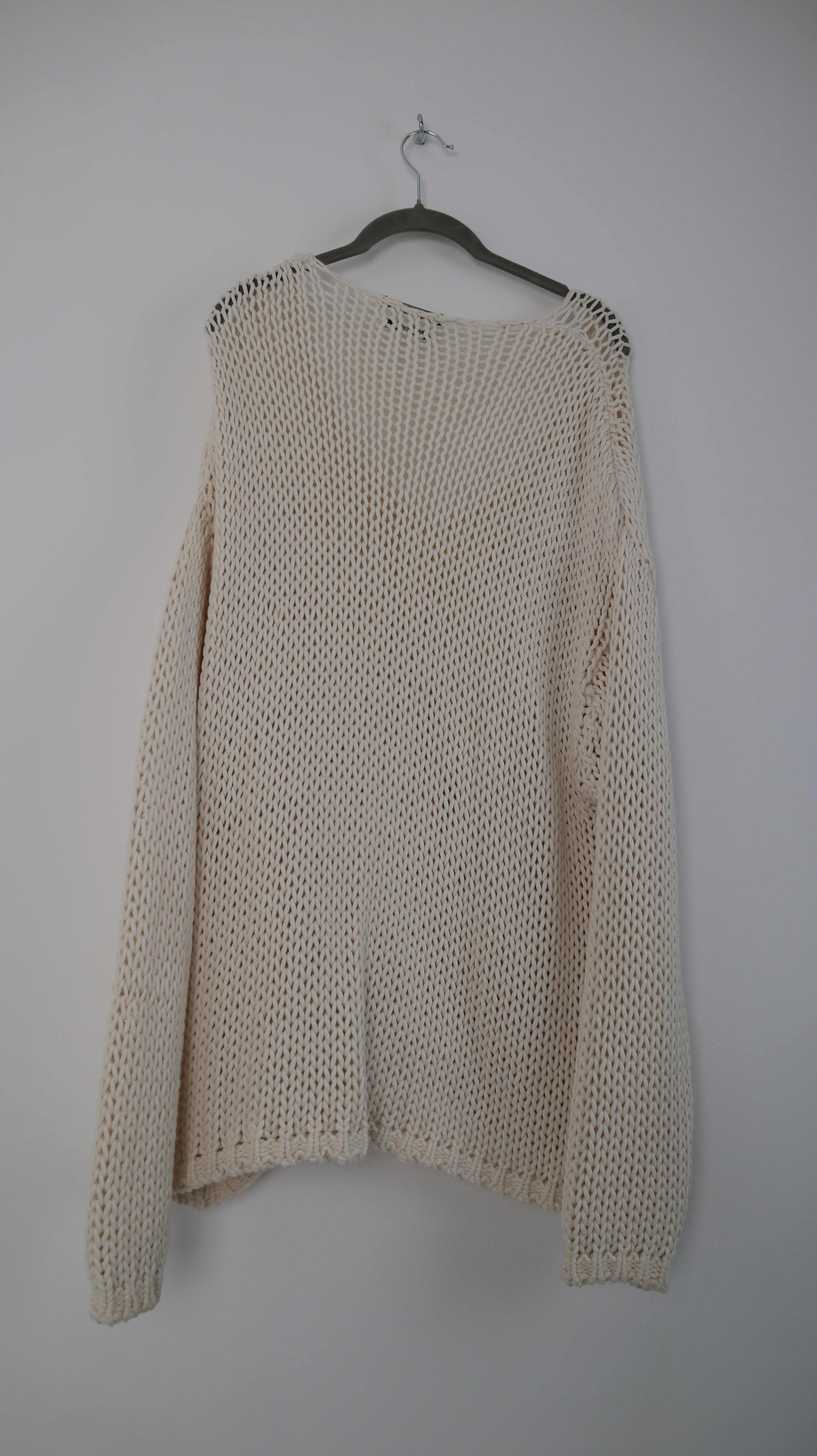 SET Pullover weiß ripped Häkelpullover Sweater 38 M Creme V-Ausschnitt
