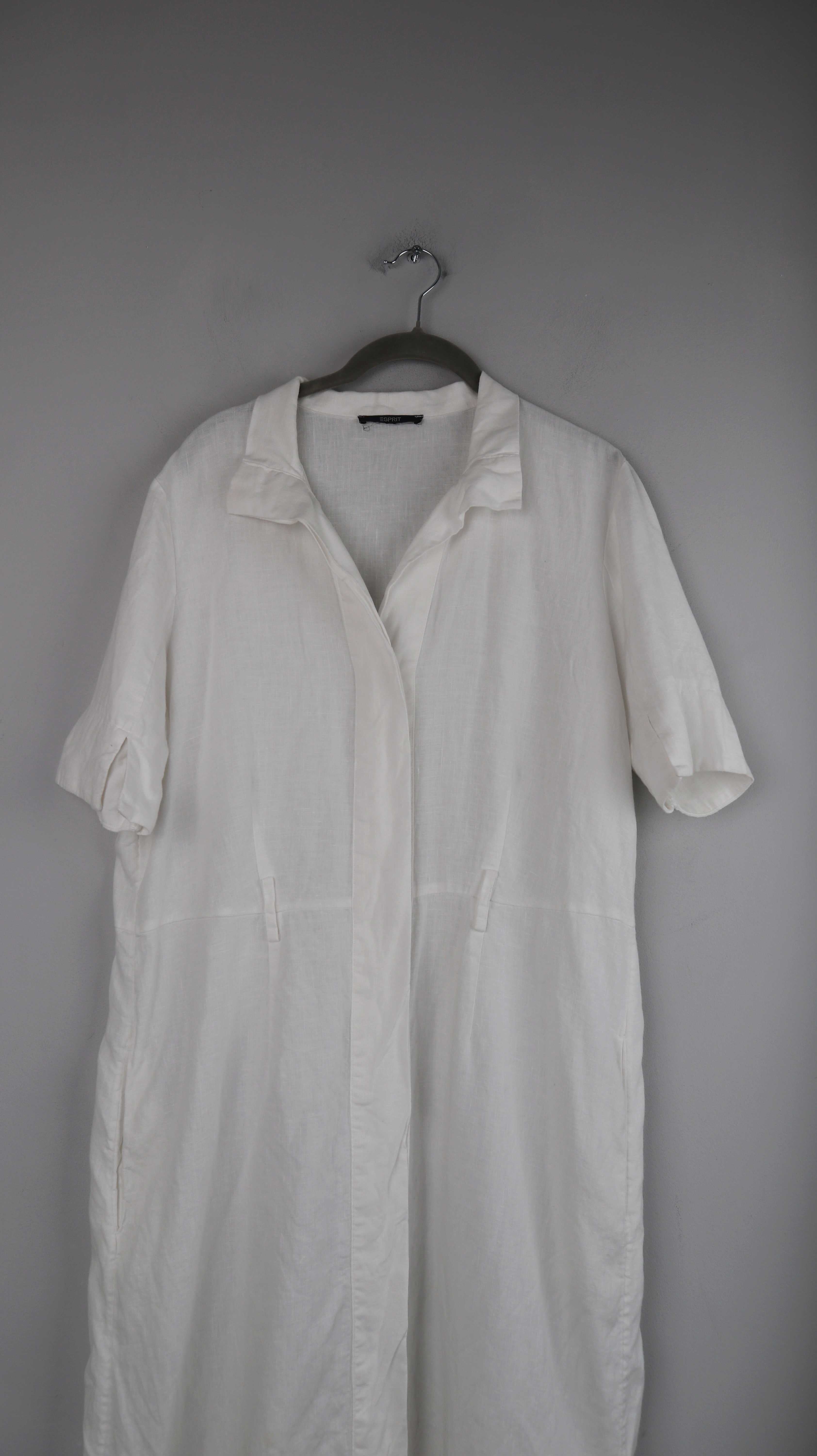 Esprit Kleid 40 L Leinenkleid Leinen Sommerkleid 42 XL Maxikleid weiß weiss