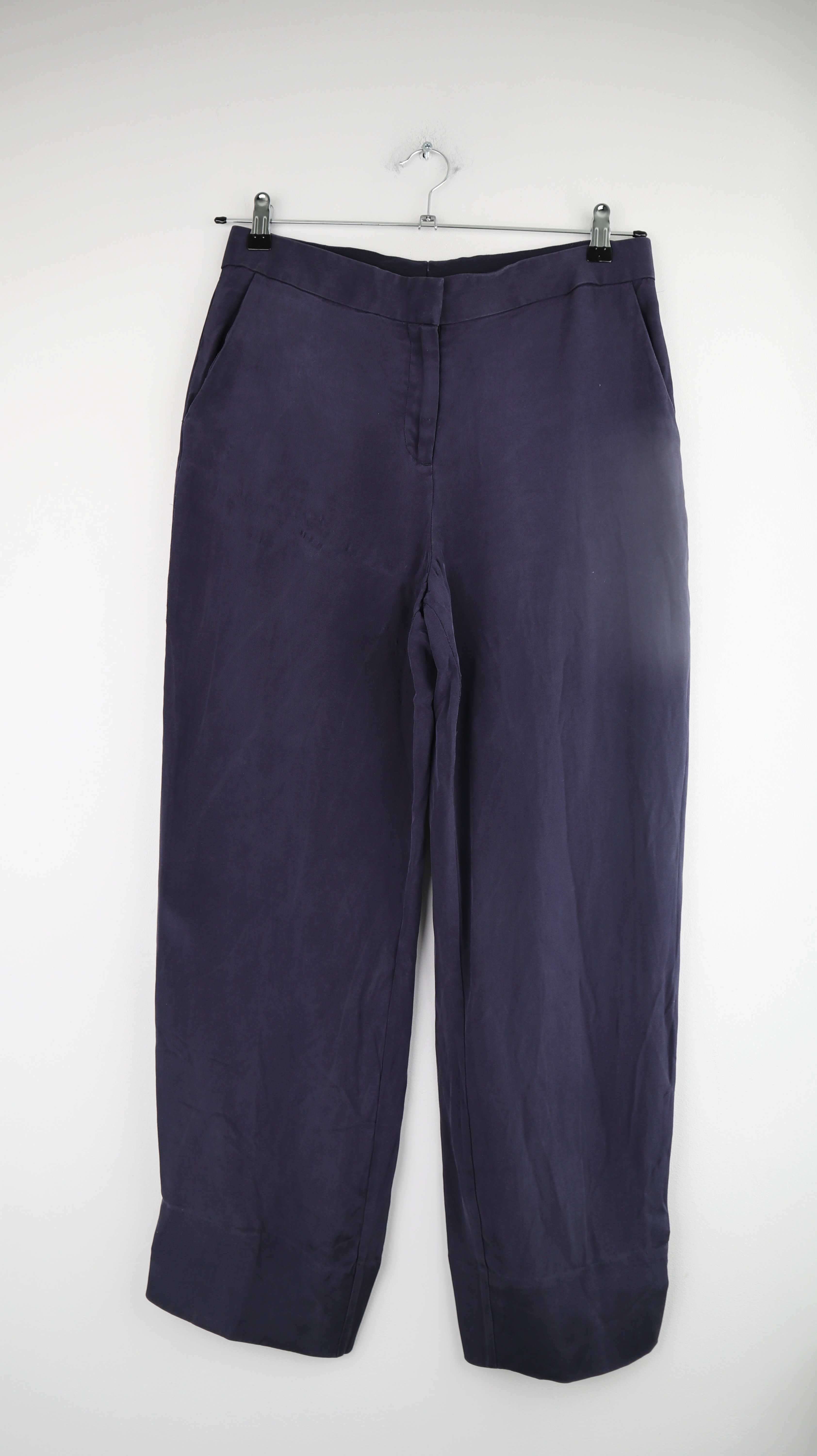 COS Hose Blau Seidenhose 38 M Dunkelblau Seide Chino
