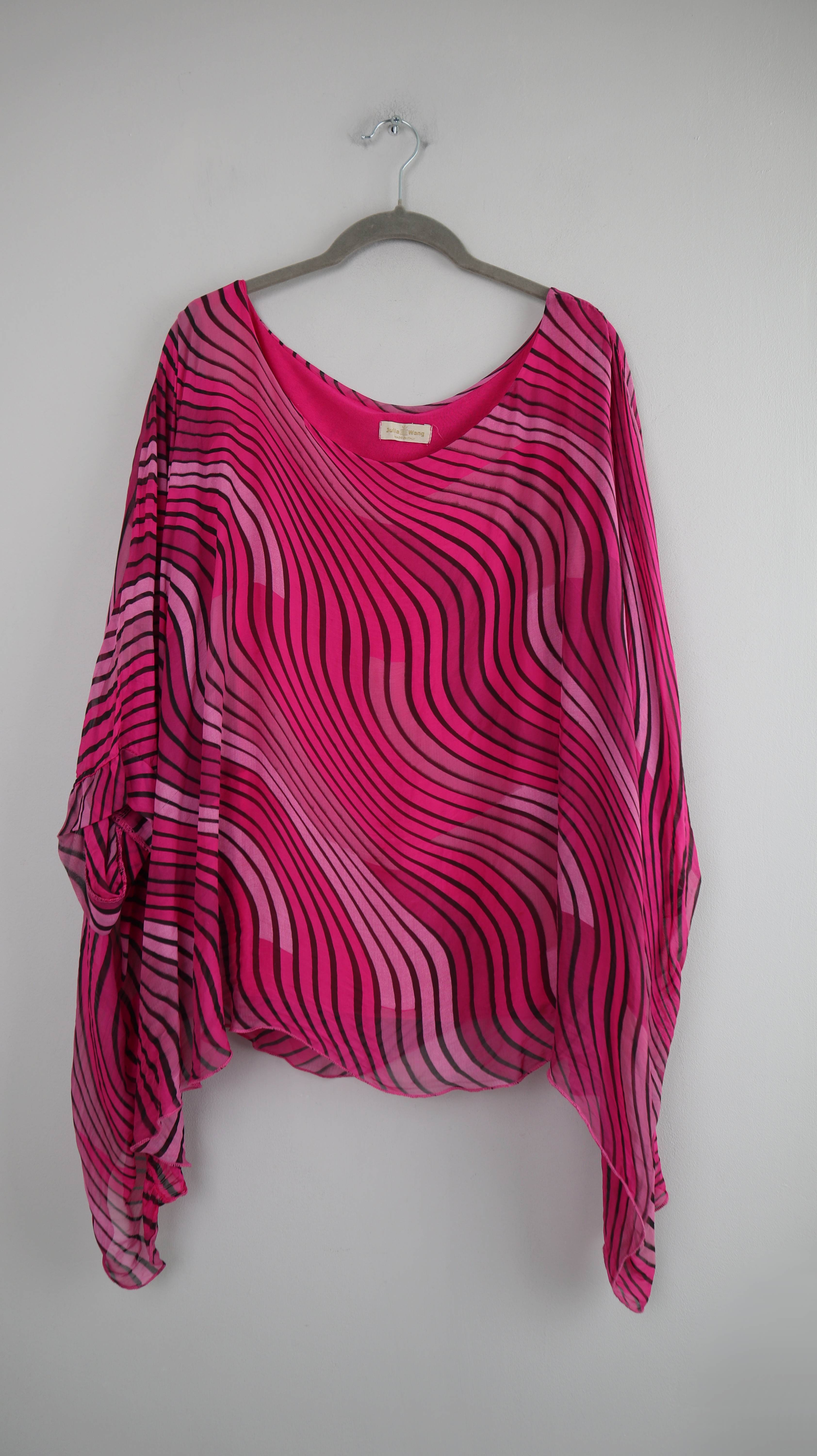 Julia Wang Shirt Oberteil Pink Bluse Seide Seidenbluse Schmetterling