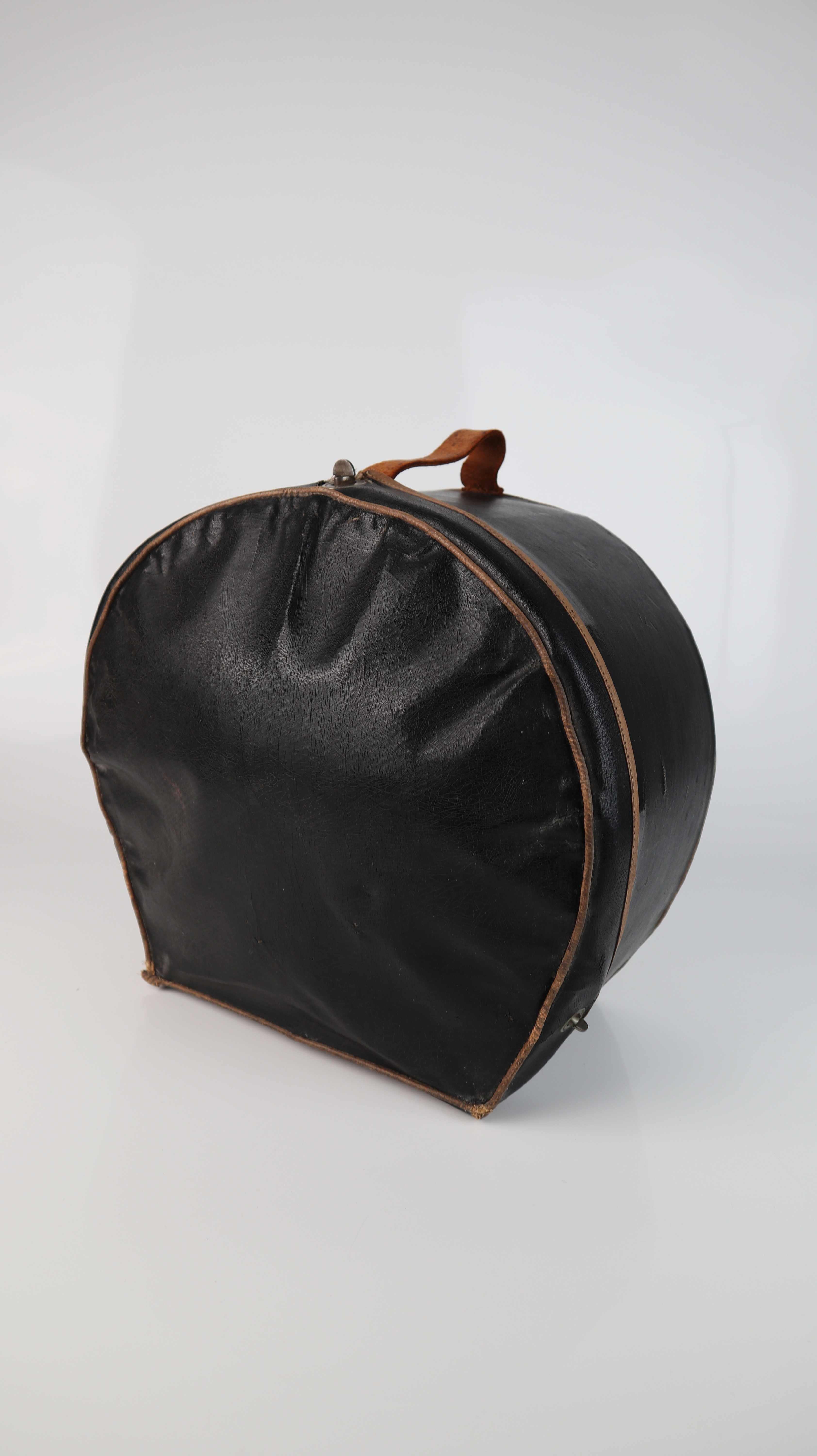 Schwarze 50er Jahre Hutbox Hutschachtel schwarz Leder Lederbox