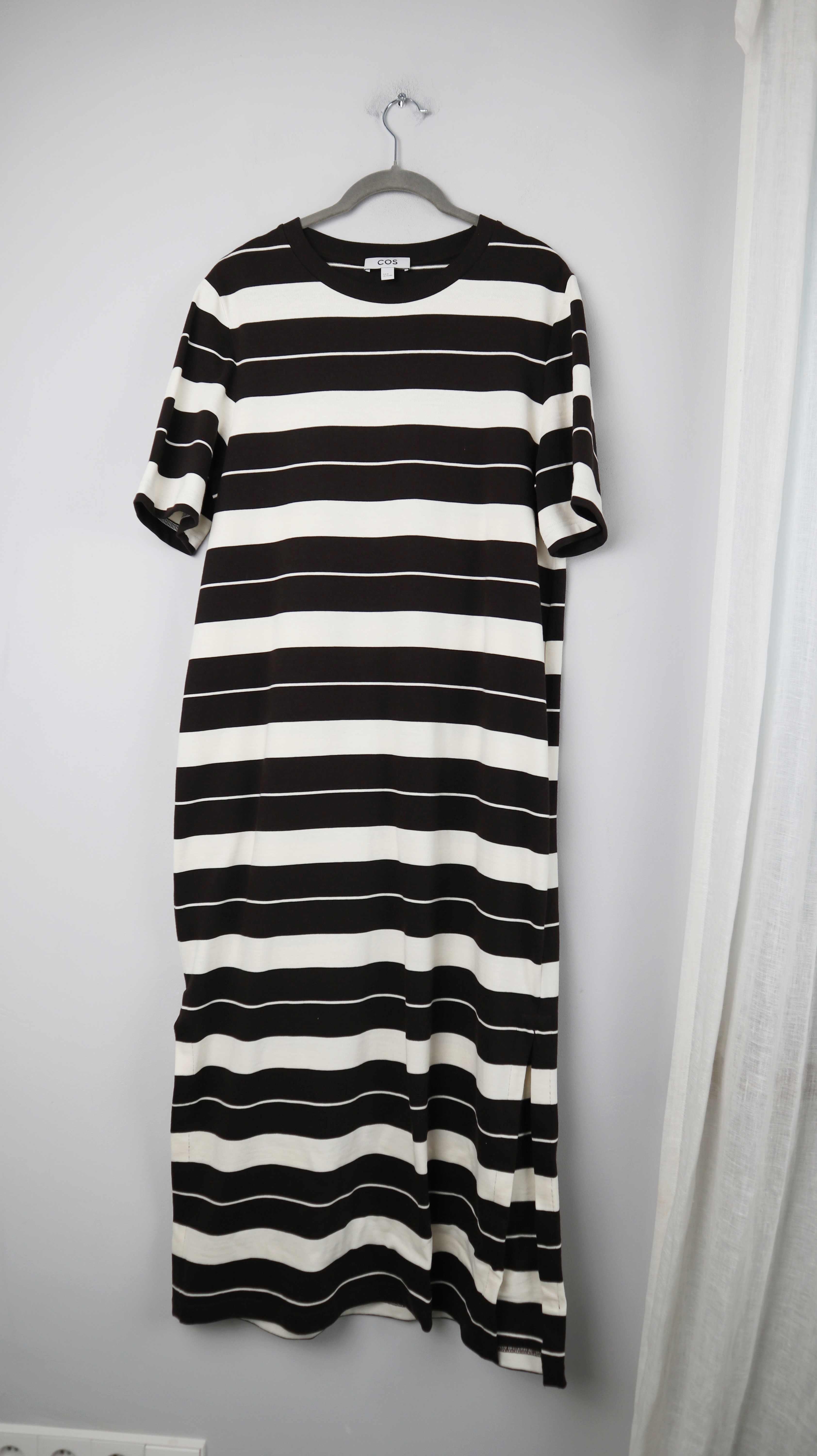COS Kleid gestreift Maxi Maxikleid 38 M schwarz Weiß Shirtkleid