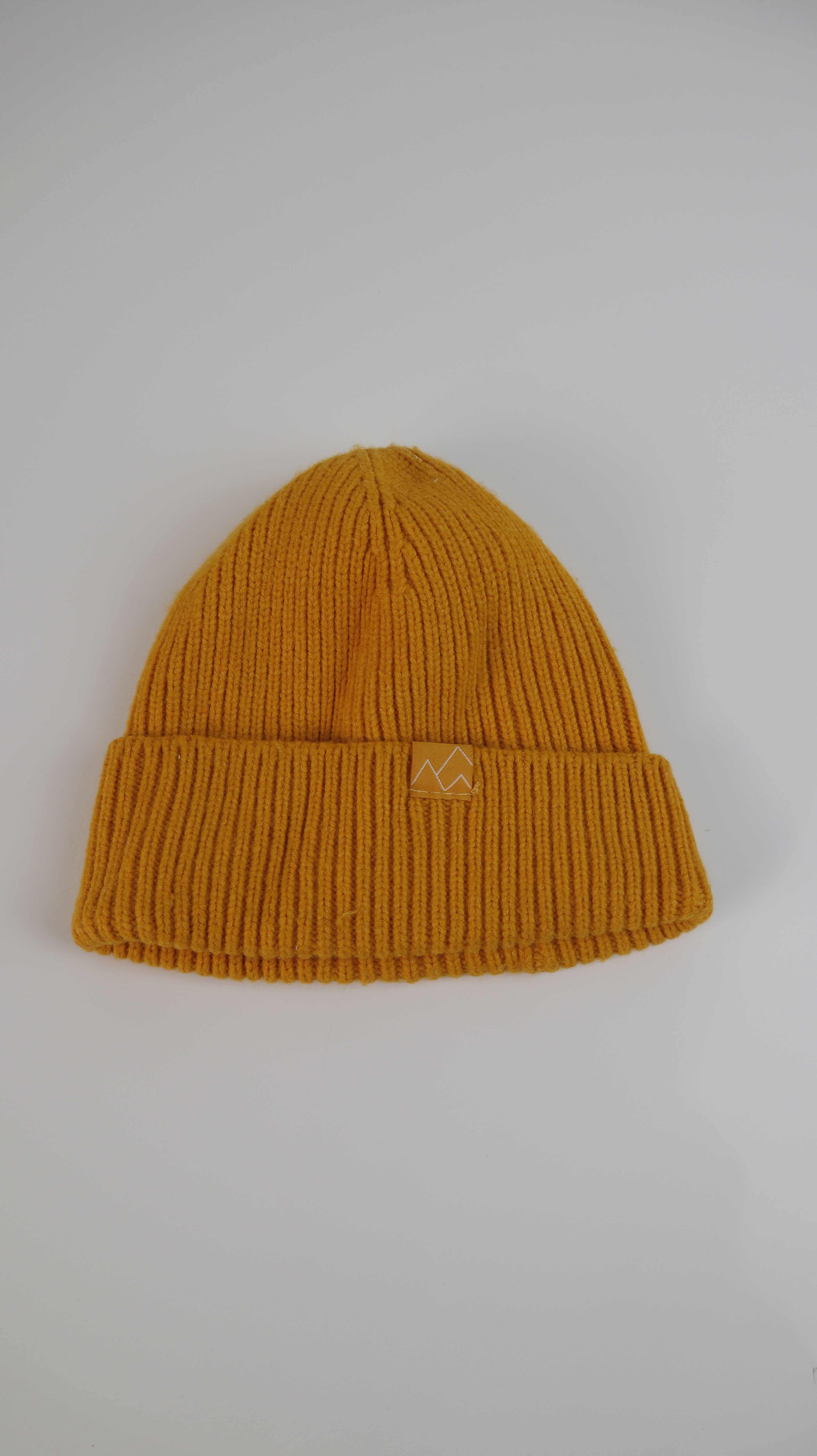 H&M Beanie Mütze gelb 92 104 Kindermütze ripped Strickmütze