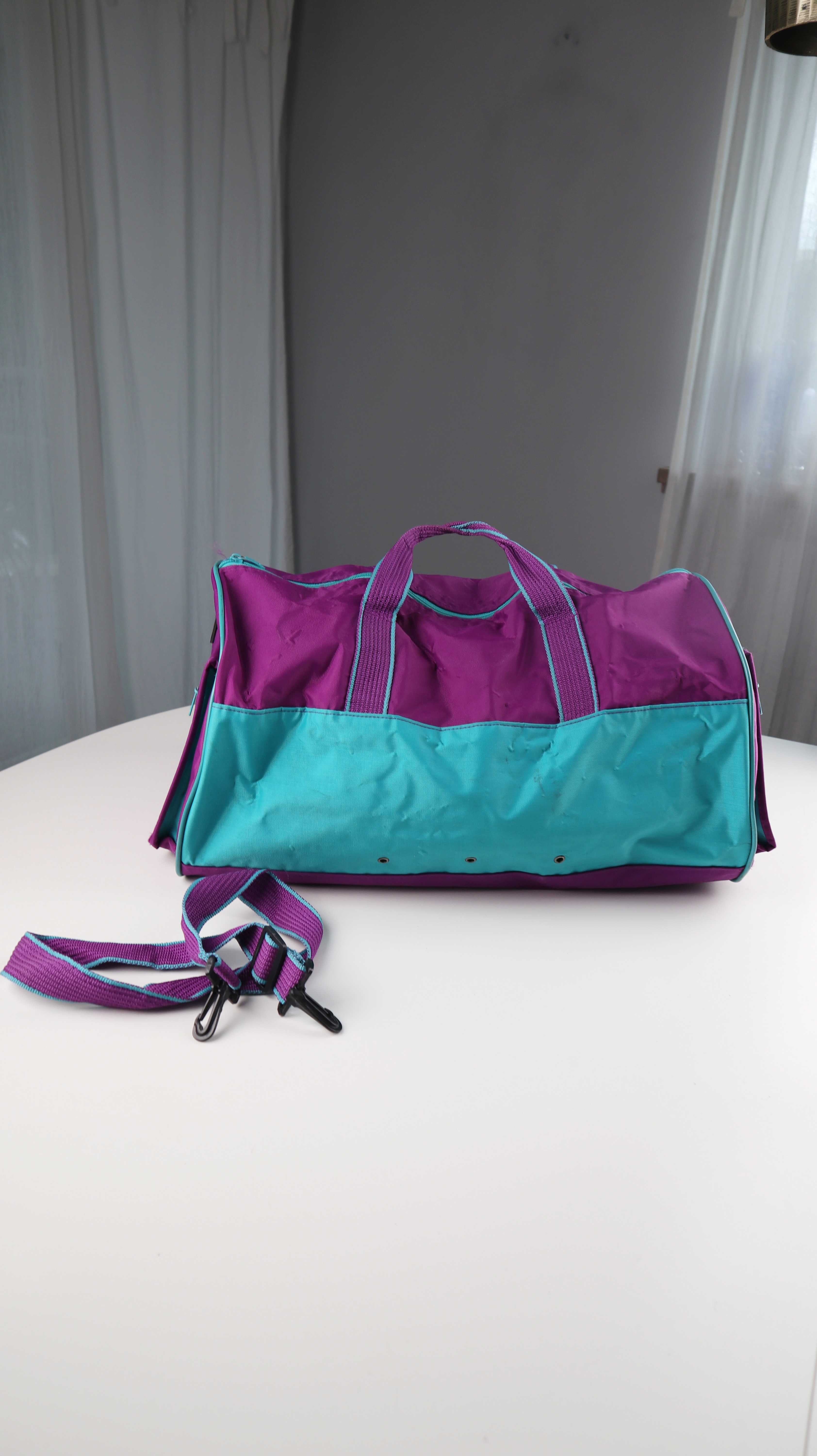 True Vintage Tasche Weekender Reisetasche lila türkis Sporttasche