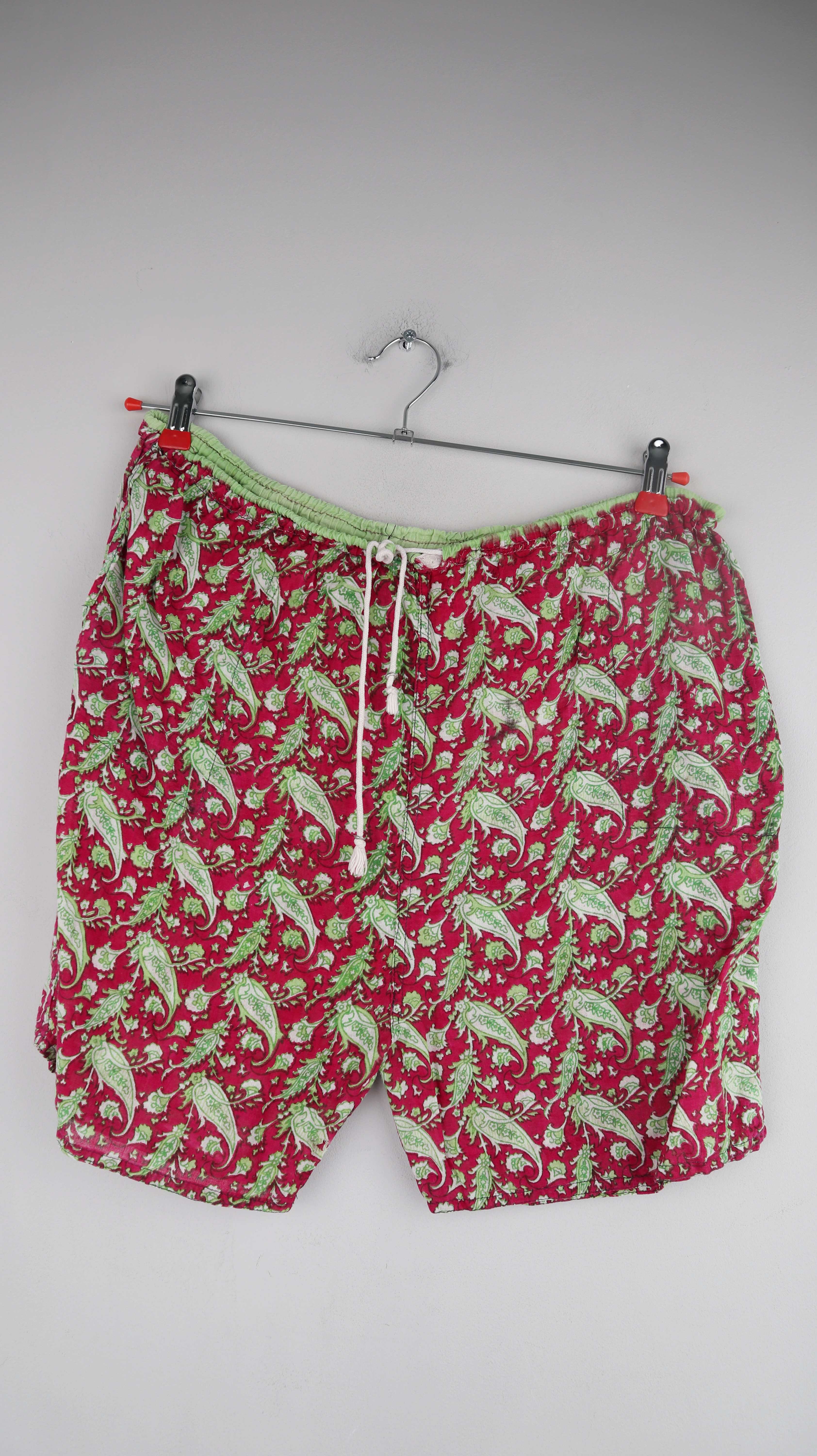 Shorts bunte Hose Indien bedruckt Pink grün Paisley Baumwolle kurze Hose
