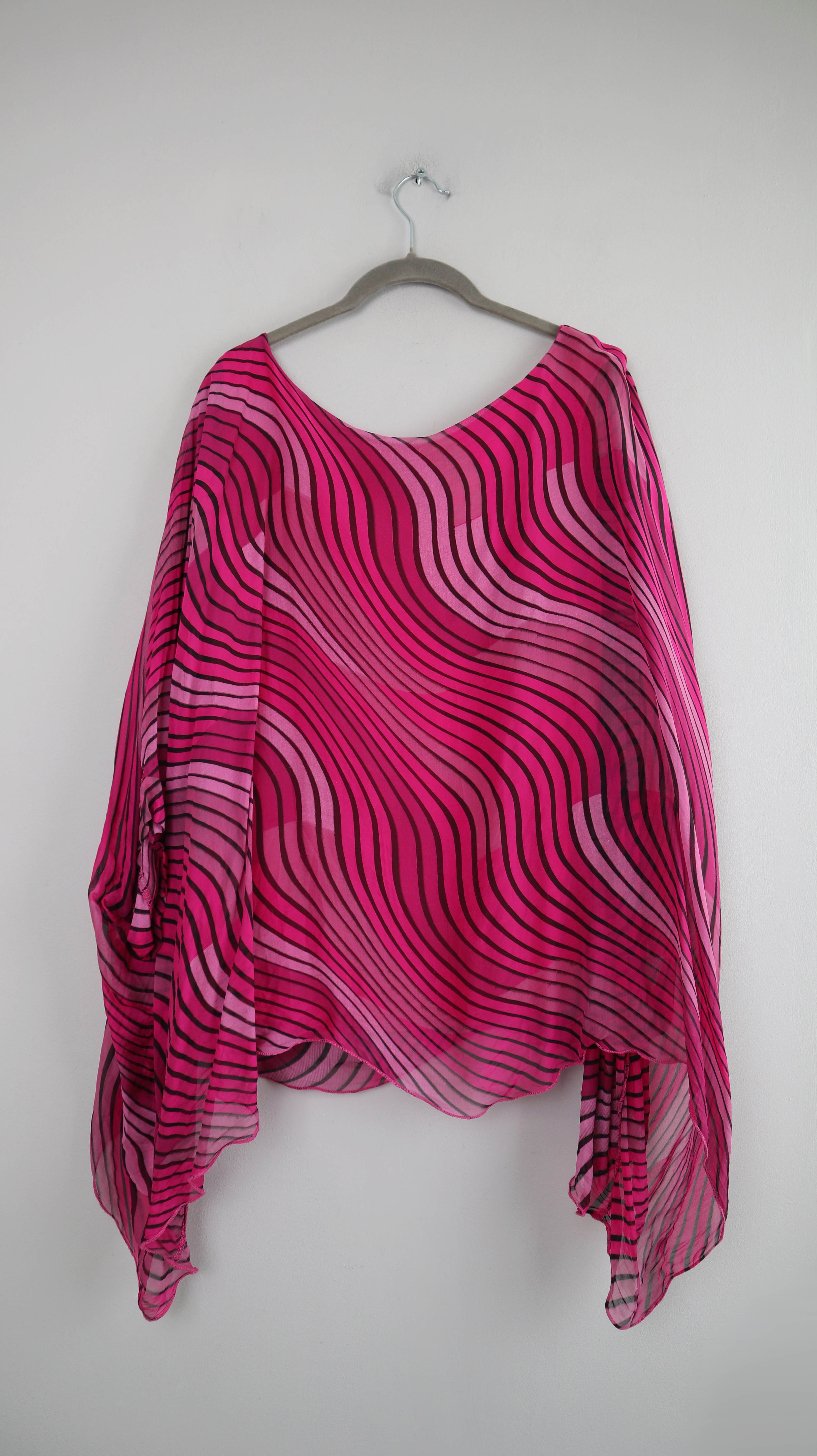 Julia Wang Shirt Oberteil Pink Bluse Seide Seidenbluse Schmetterling