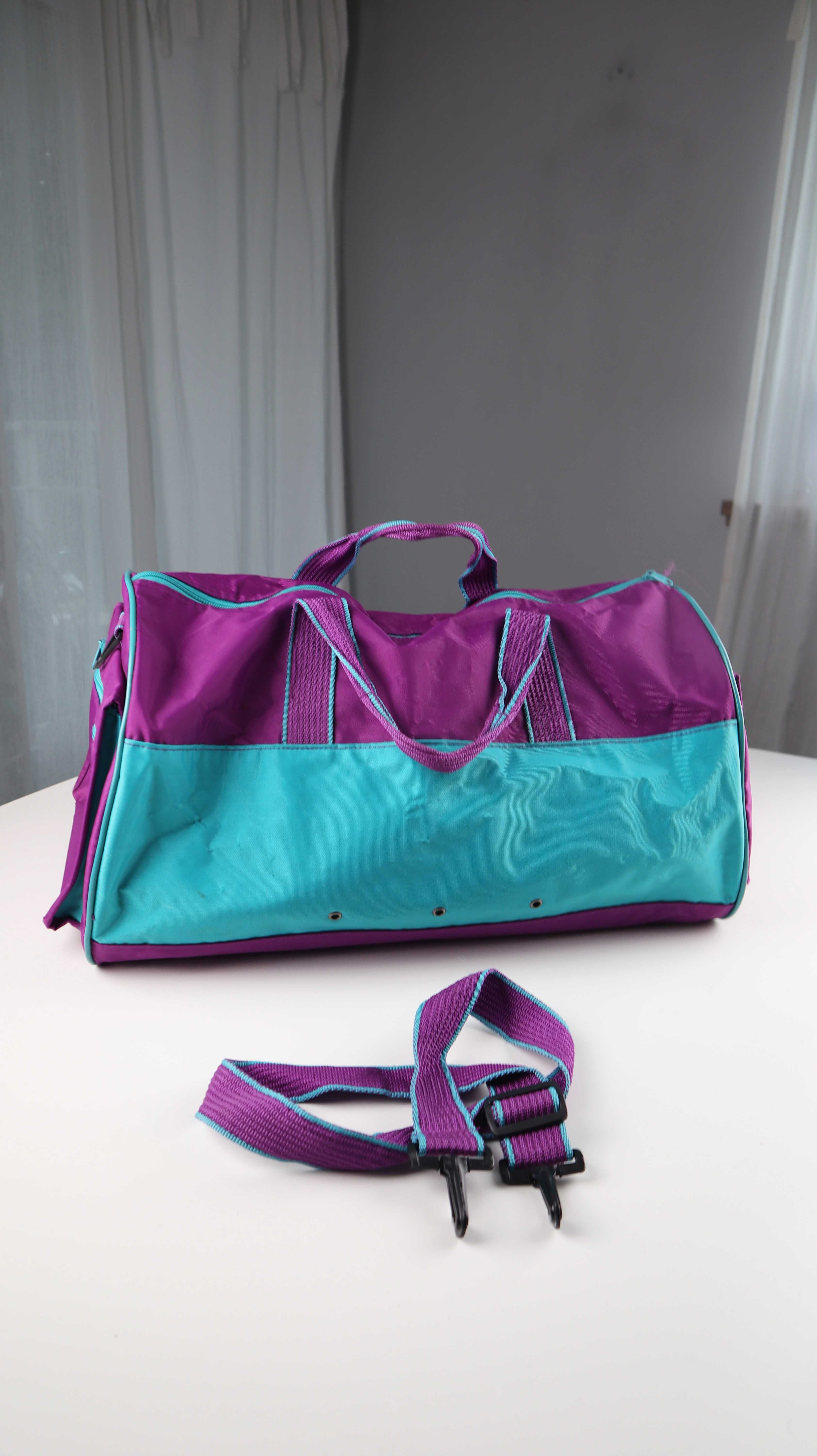 True Vintage Tasche Weekender Reisetasche lila türkis Sporttasche