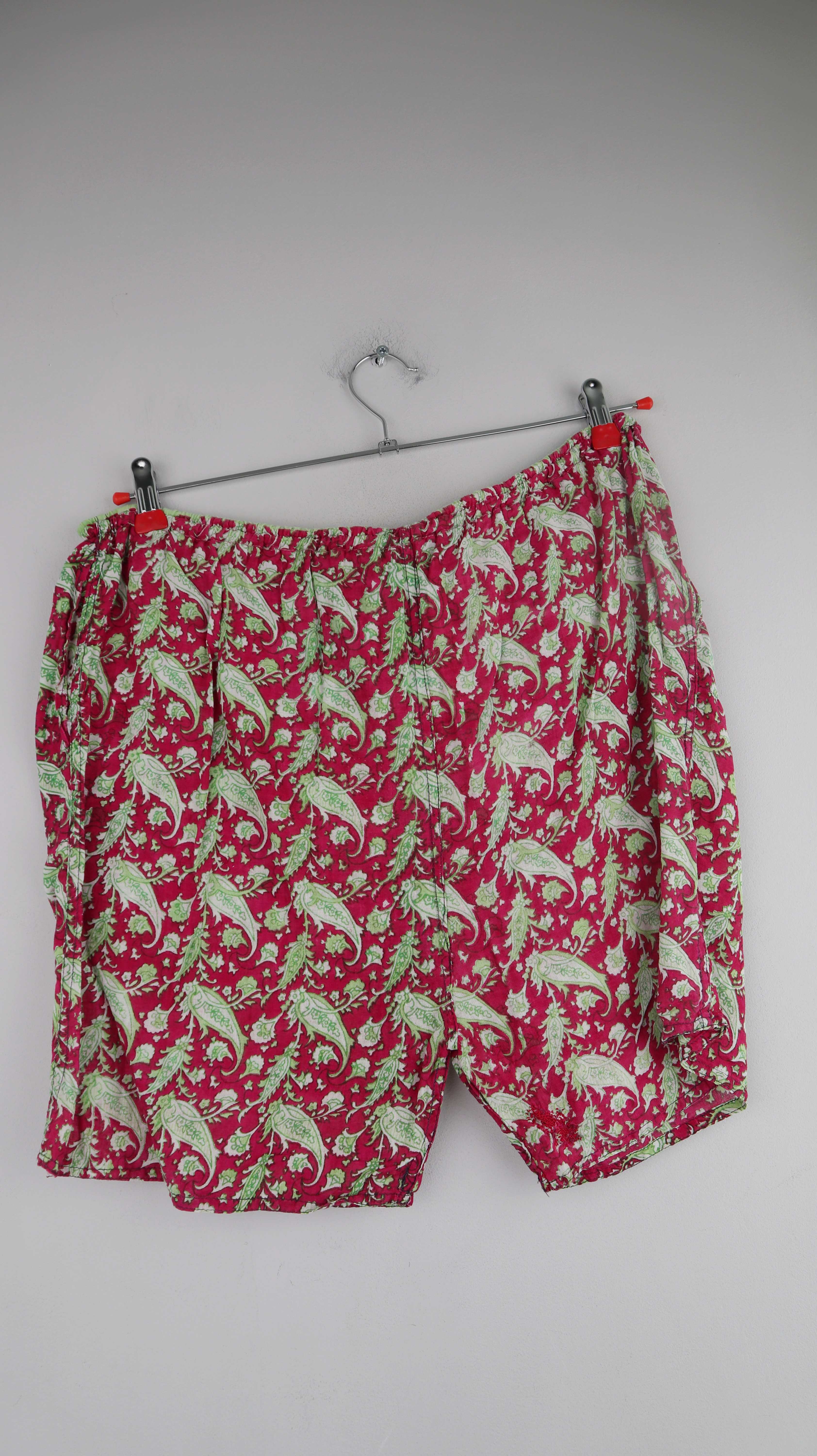Shorts bunte Hose Indien bedruckt Pink grün Paisley Baumwolle kurze Hose