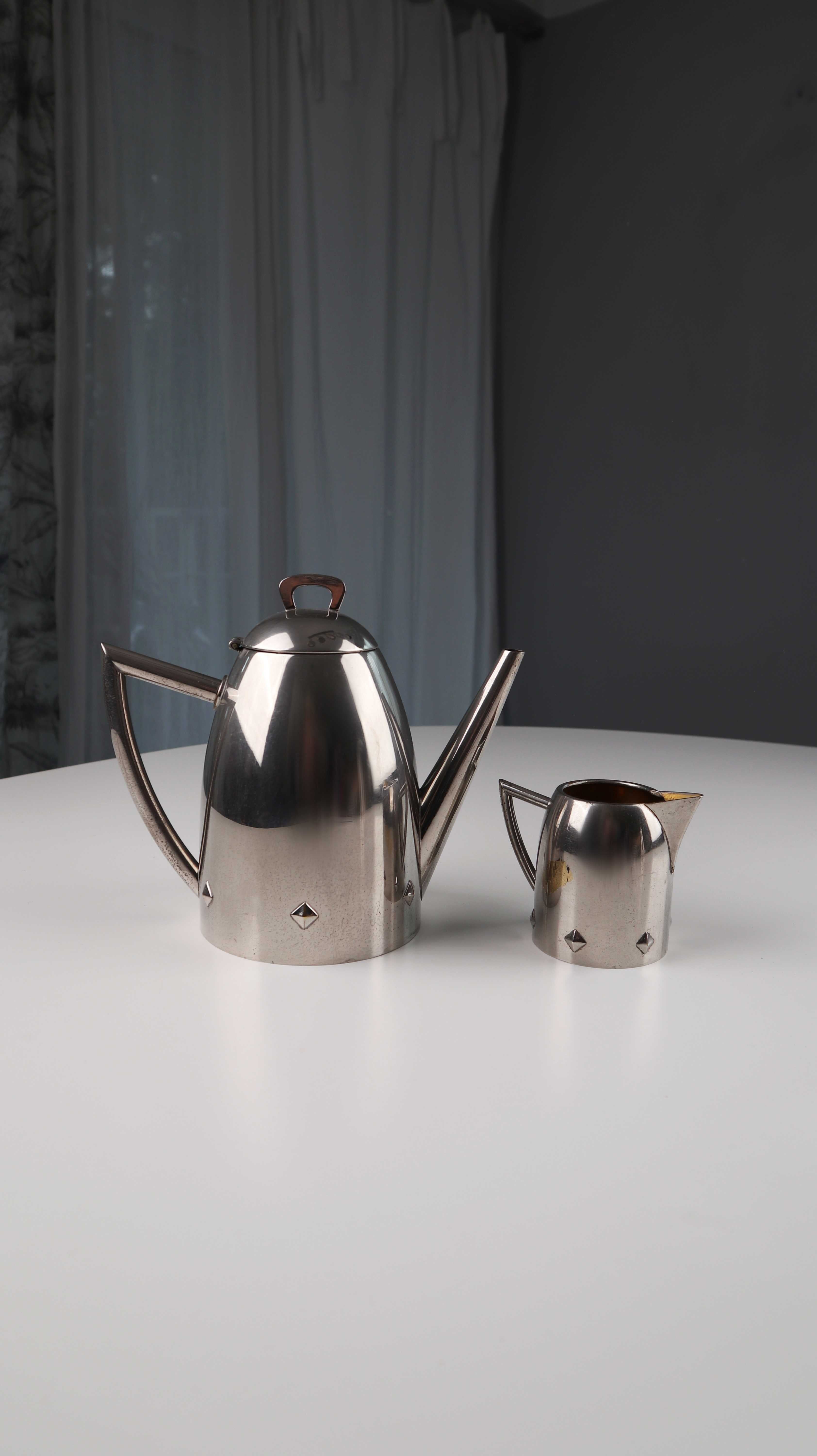 Kanne Teekanne Milchkanne versilbert design Silber geometrisch