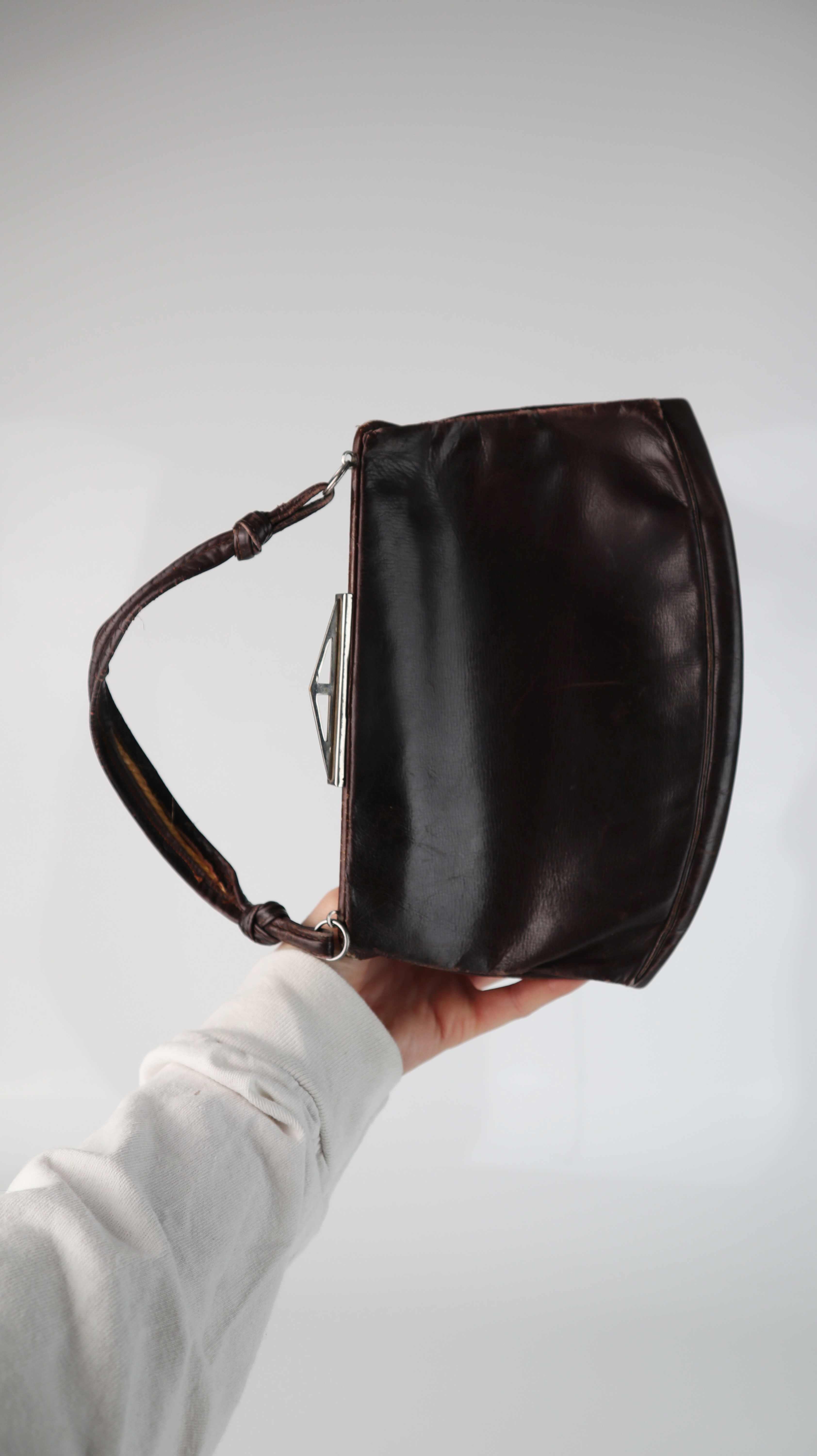 True Vintage Tasche Handtasche Ledertasche braun Minibag