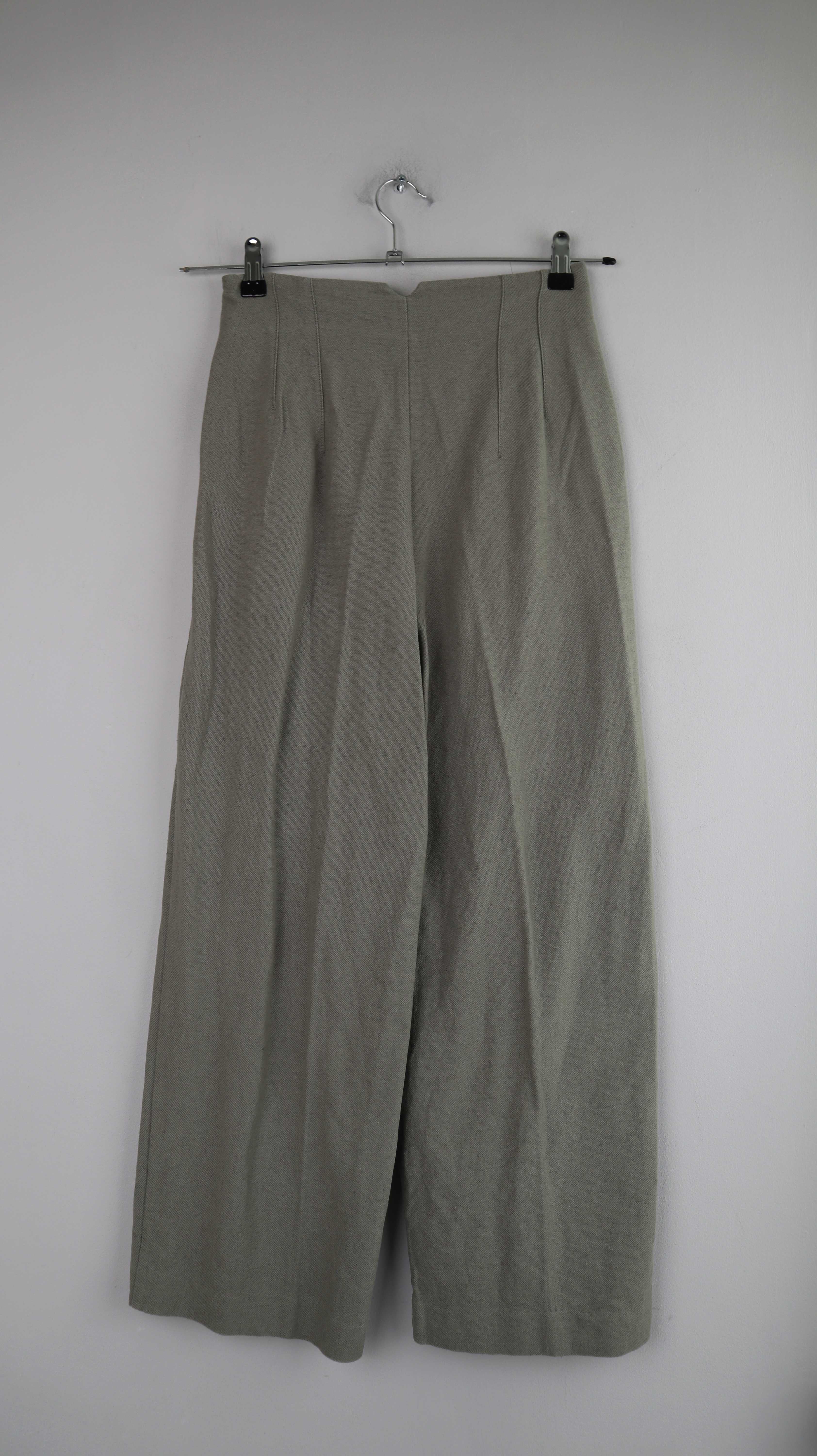 Zara Hose Grün 36 S Leinenhose Leinenblend Khaki Olivgrün Stoffhose