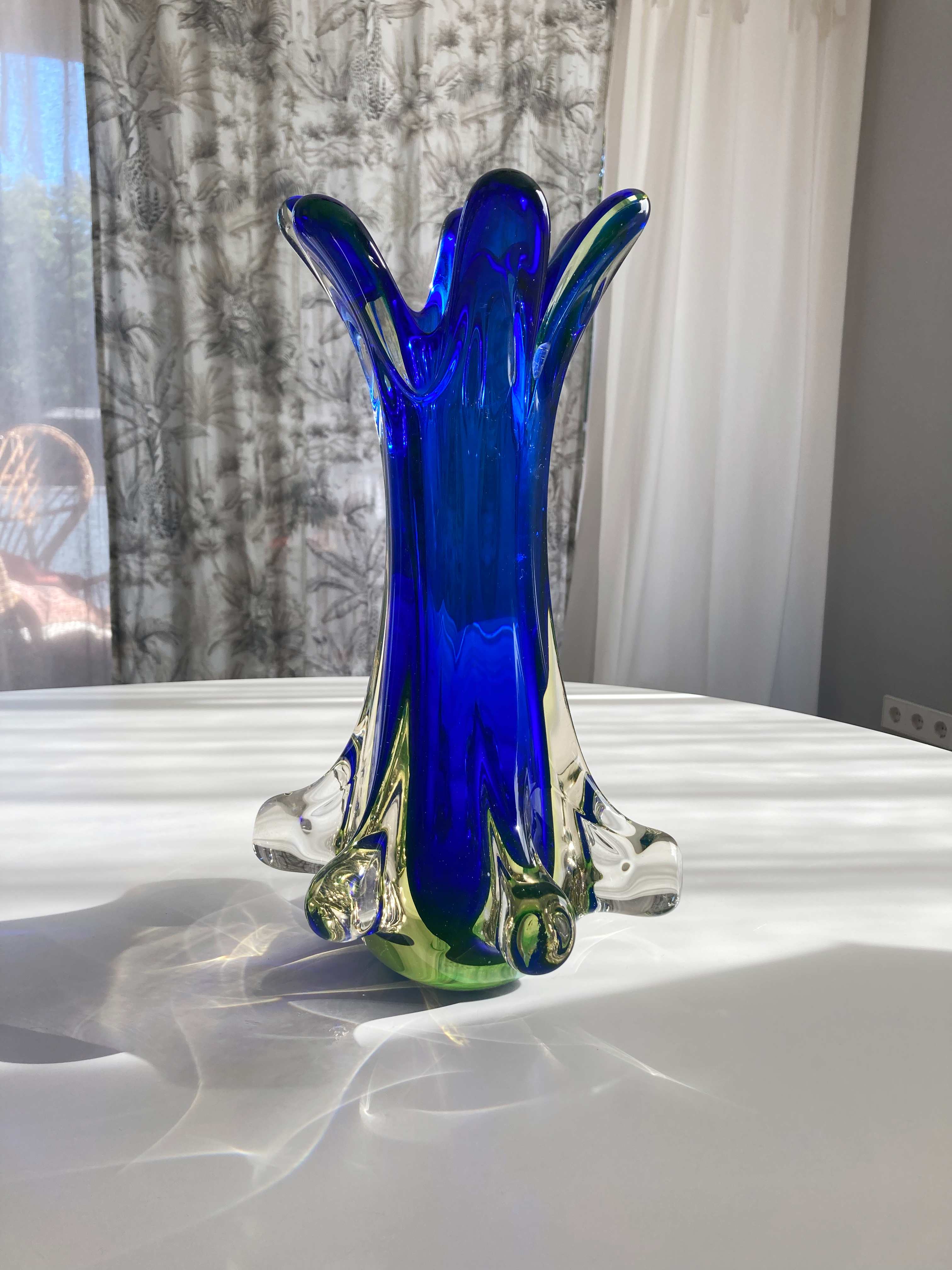 Blaue Muranovase Orchideenvase Vase Blumenvase 70er Fratelli Toso Hand – Handpicked pieces