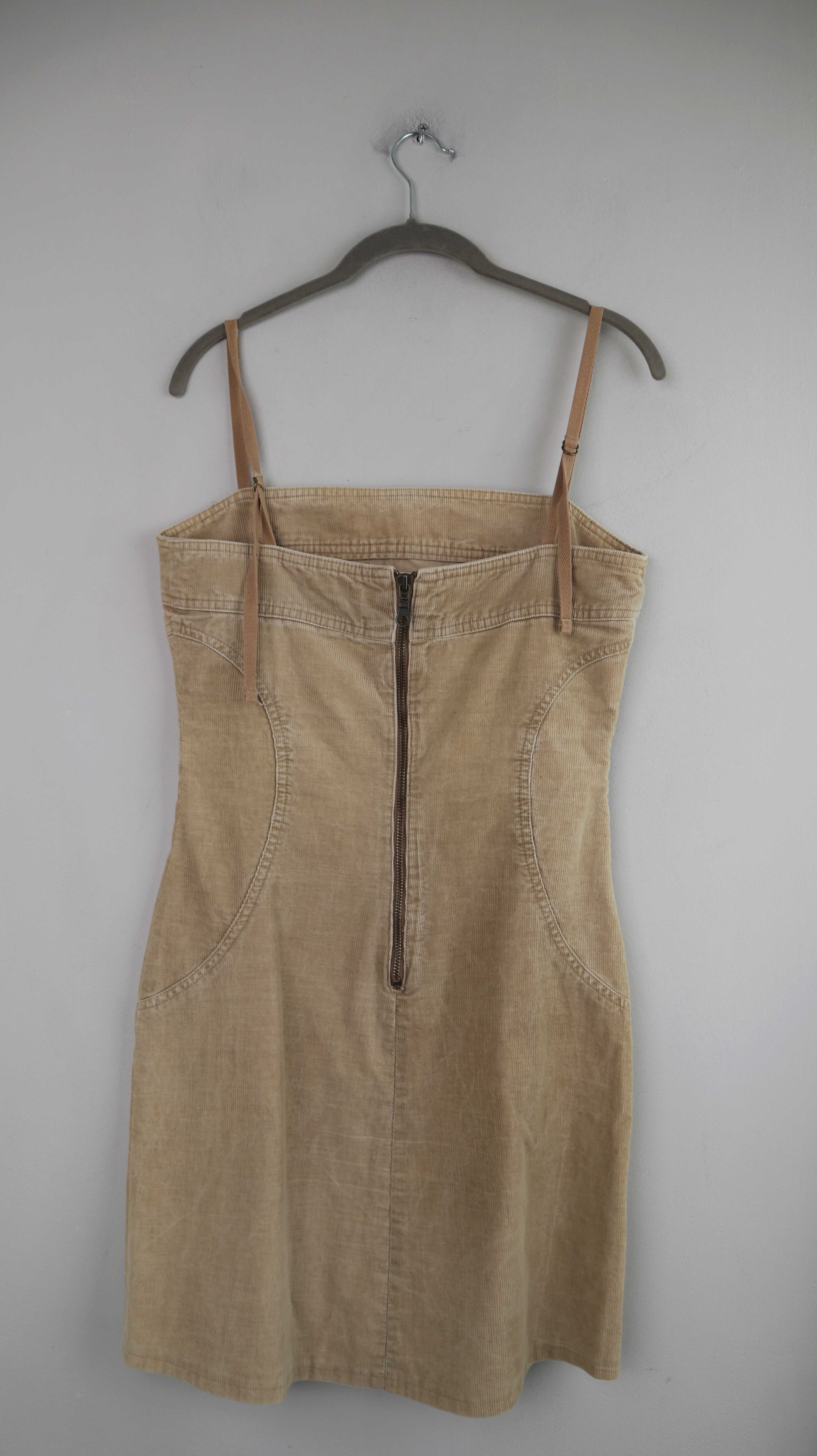 H&M Vintage Kleid Cordkleid Beige 40 L Midi Midikleid Cord