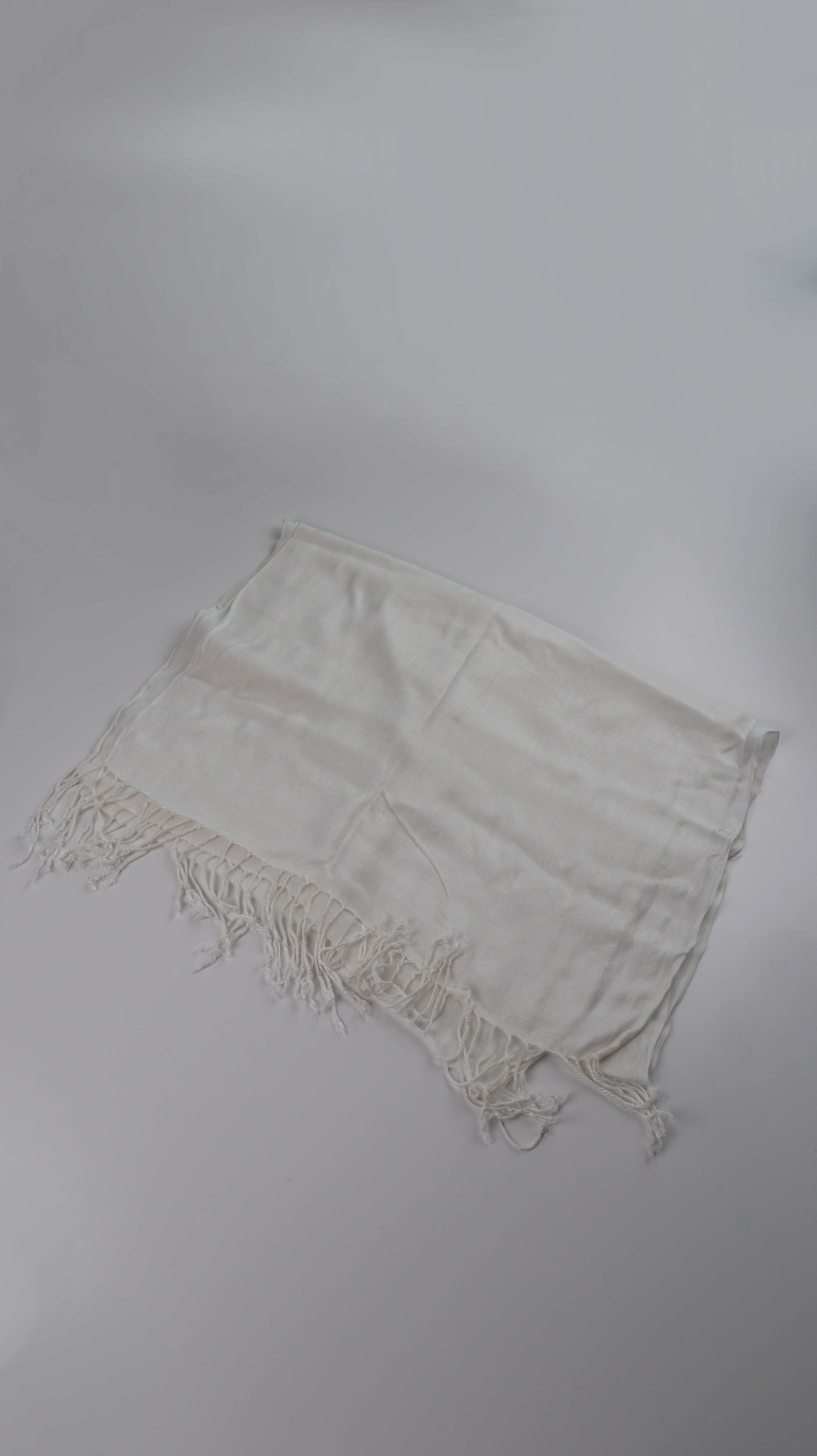 Schal weiß 90s Baumwolle Tuch Fransenschal