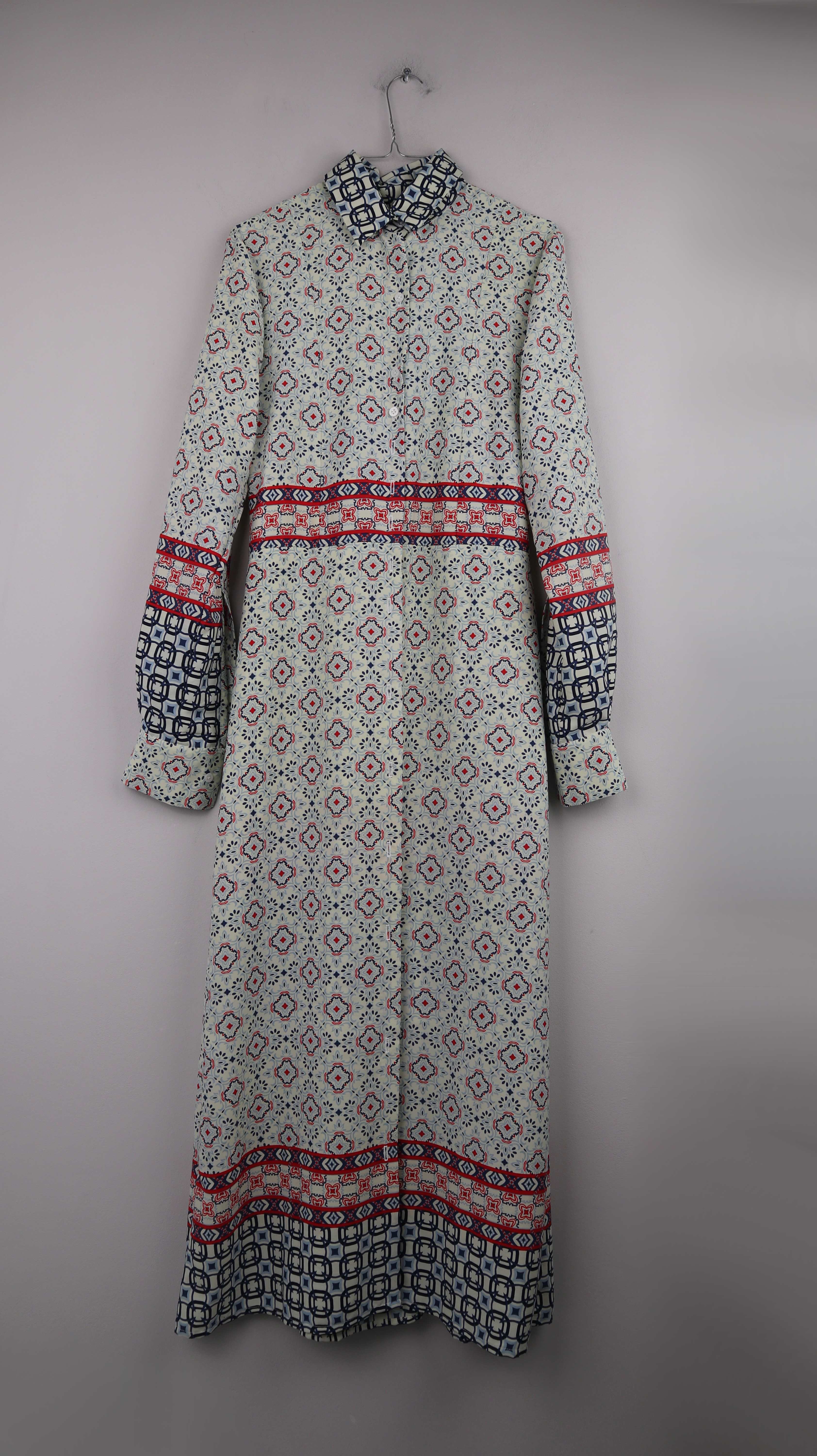 Kleid Maxi Maxikleid rot blau Paisley Sommerkleid lang 36 S selbstgemacht