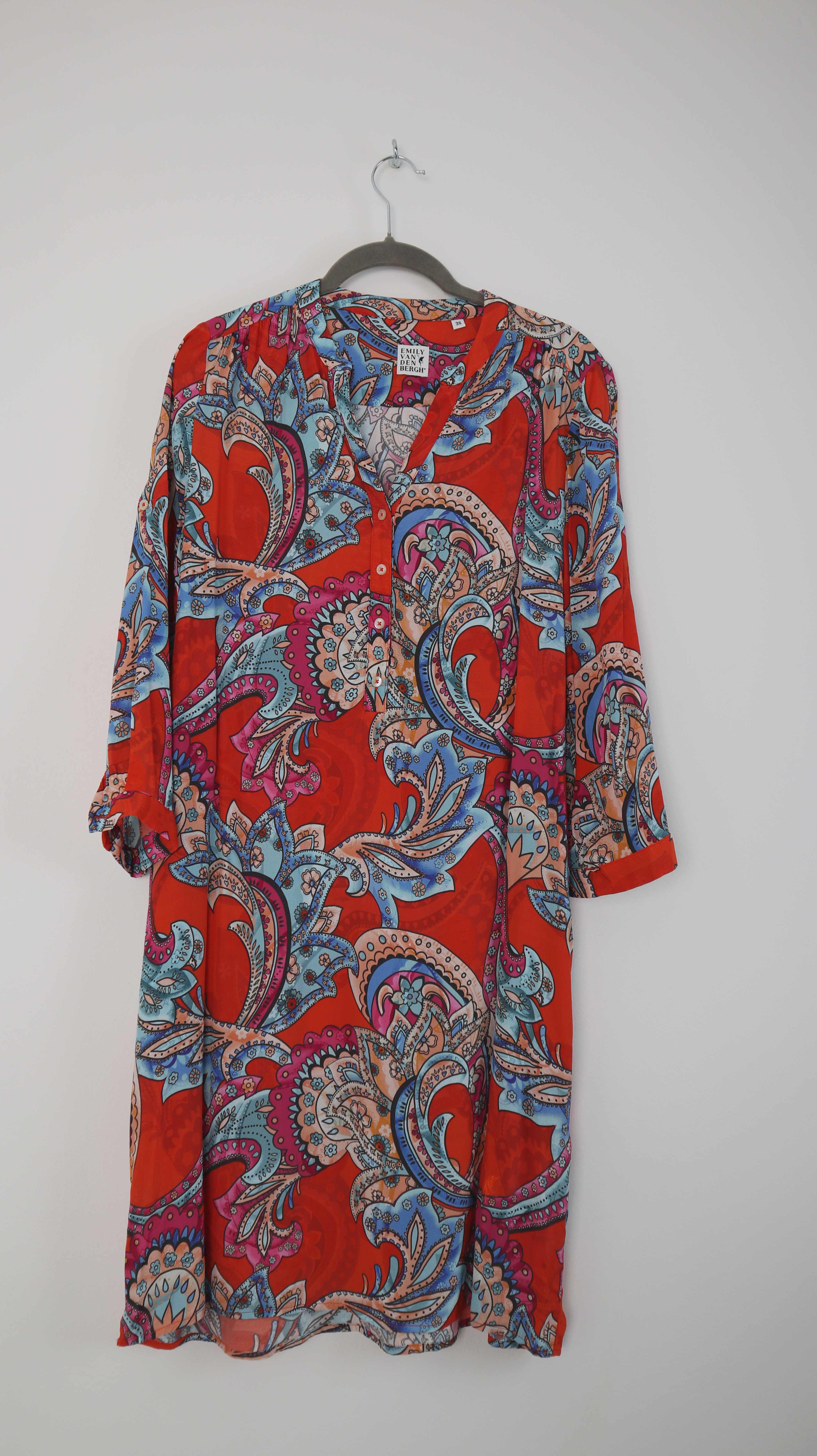 Emily van den Bergh 38 M Paisley Rot Midi Midikleid Bluse Blusenkleid