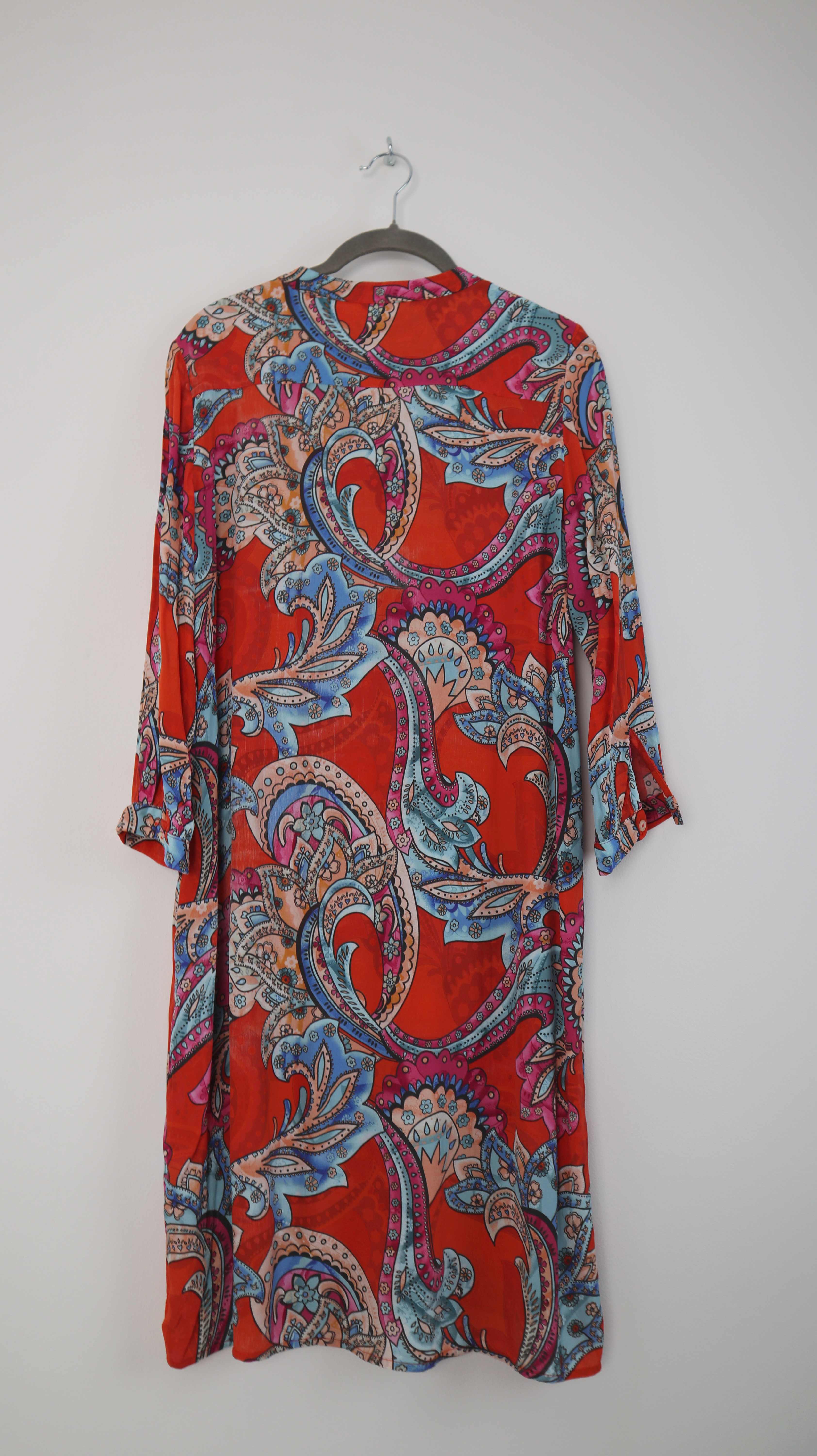 Emily van den Bergh 38 M Paisley Rot Midi Midikleid Bluse Blusenkleid