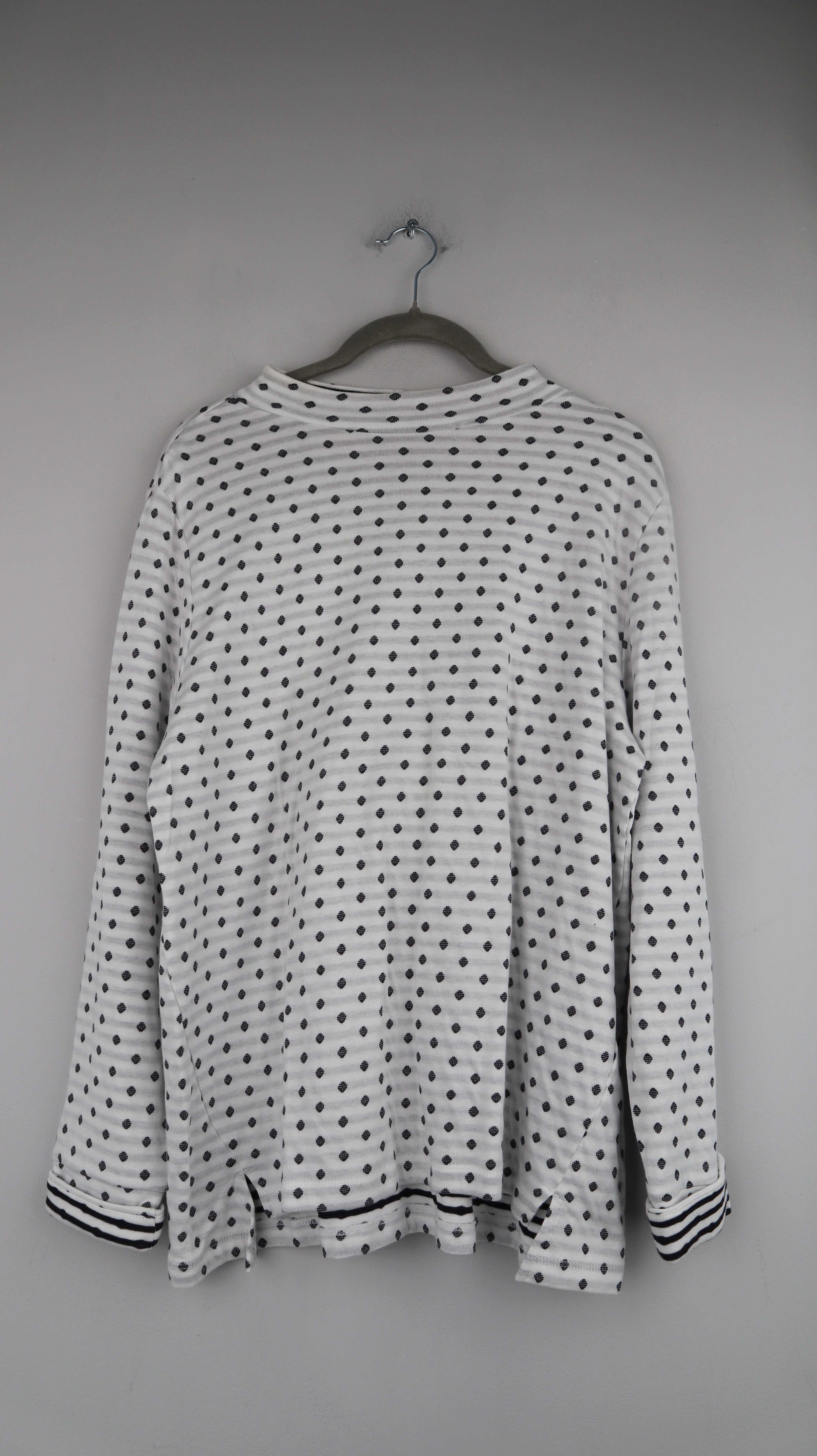 EDC Shirt Longsleeve Pullover Weiß XL gepunktet schwarz gestreift