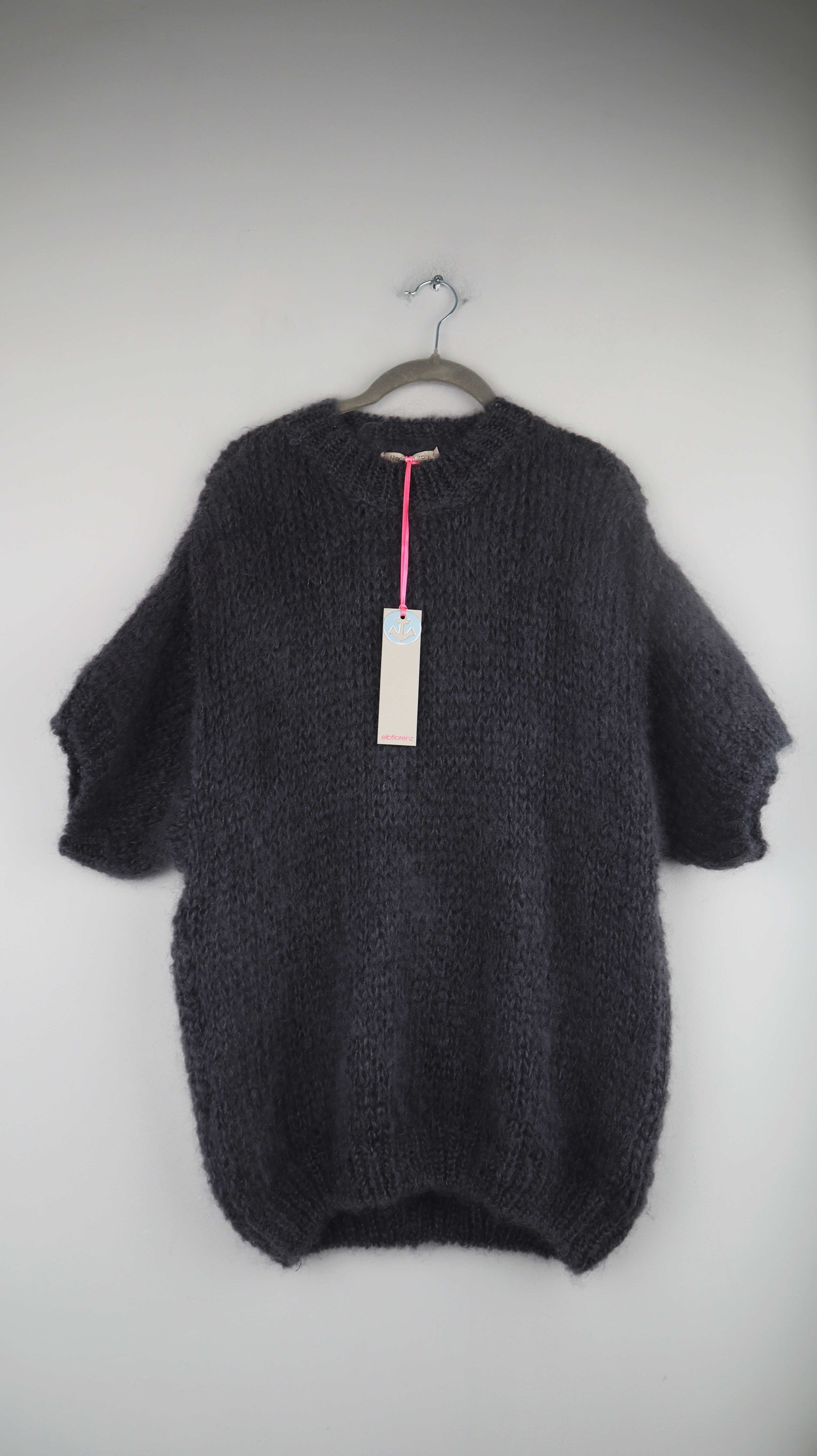 Elbflorenz Shirt T-Shirt gestrickt Neu Oberteil Grau Mohair Strickshirt