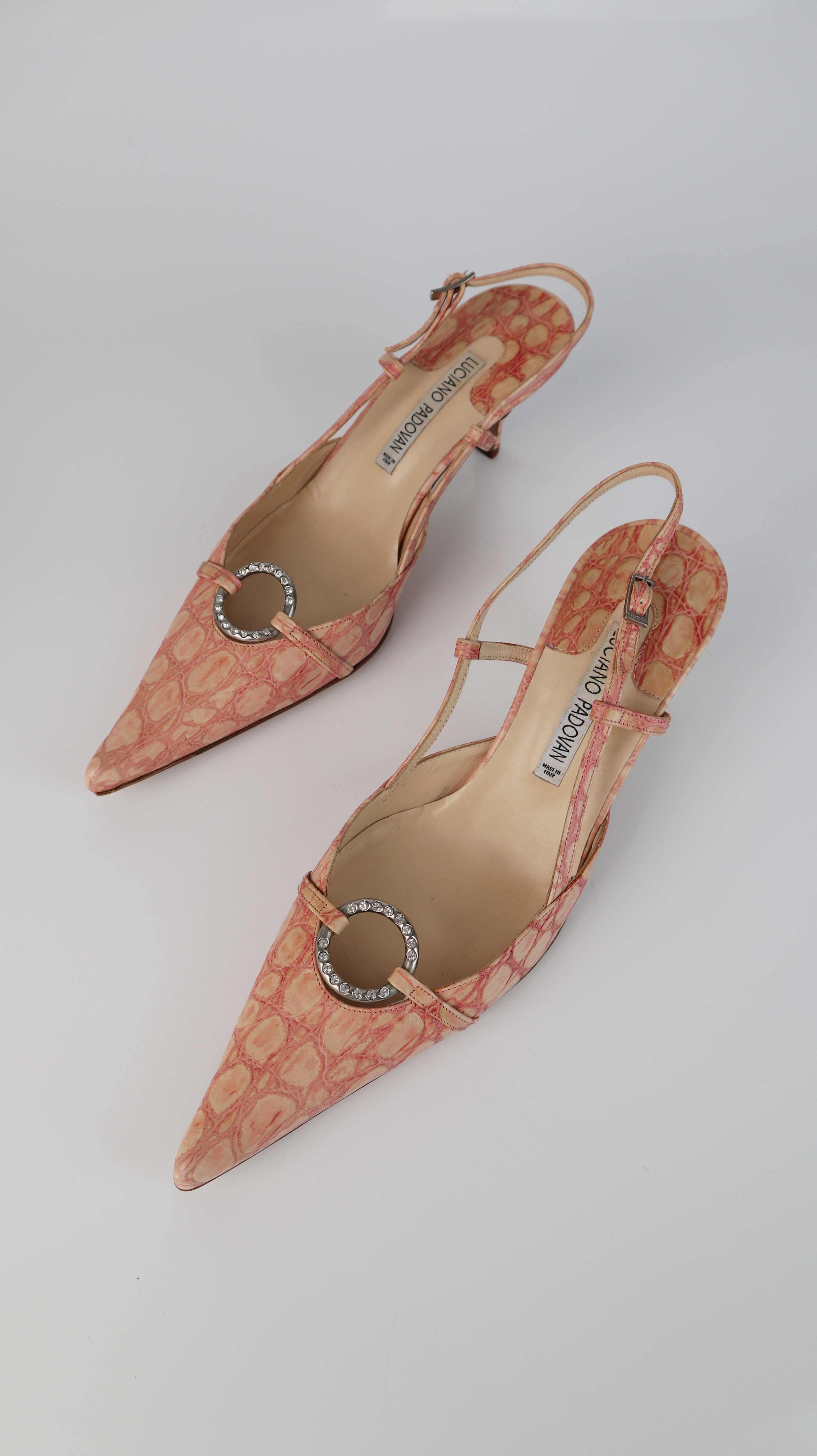 Luciano Padovan Heels rosa spitz Absatzsatzschuhe 40 Kitten Heels Pumps 90s
