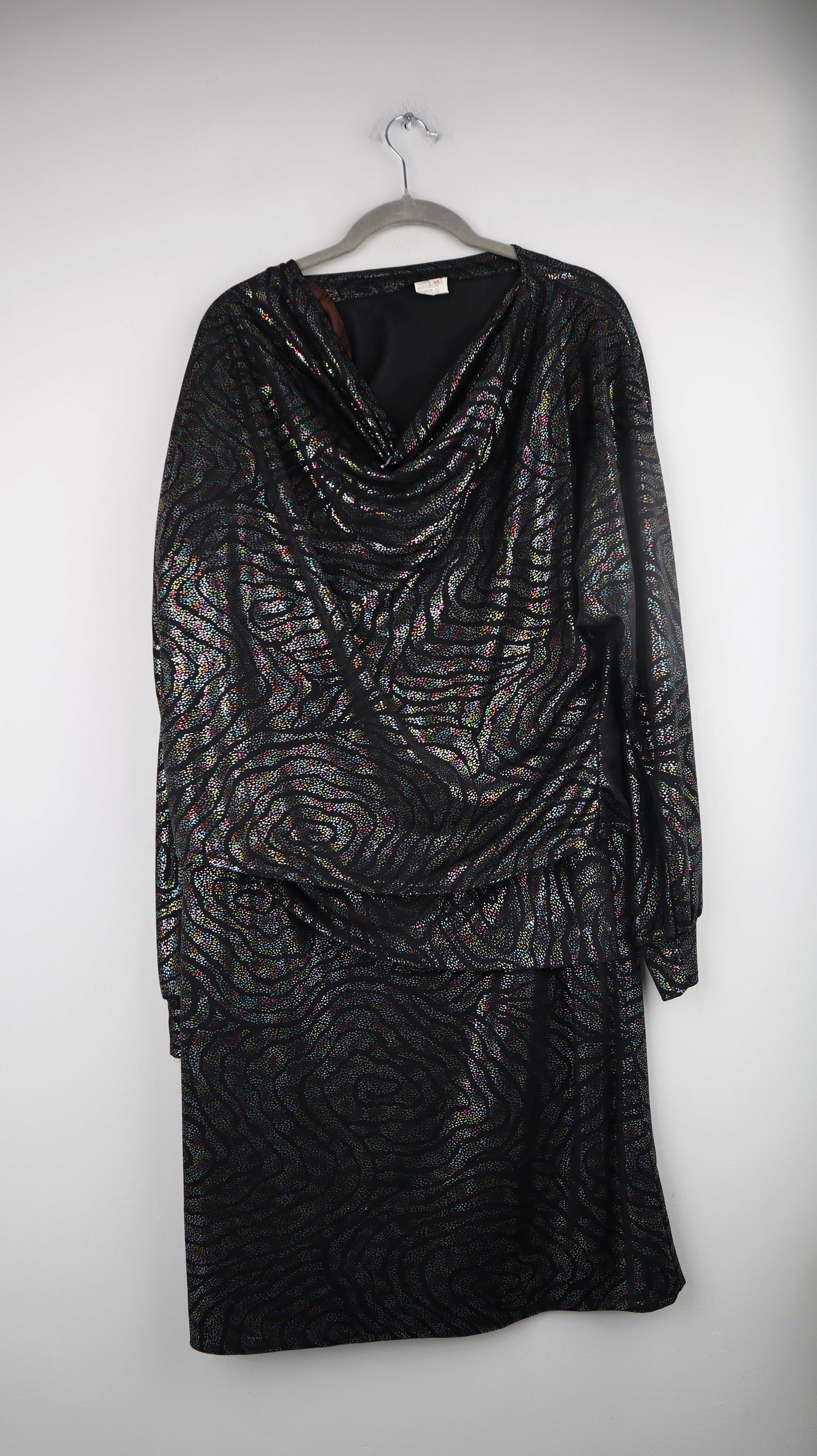 True Vintage Set Glitzerset schwarz 38 M 80er Rock Shirt Oberteil