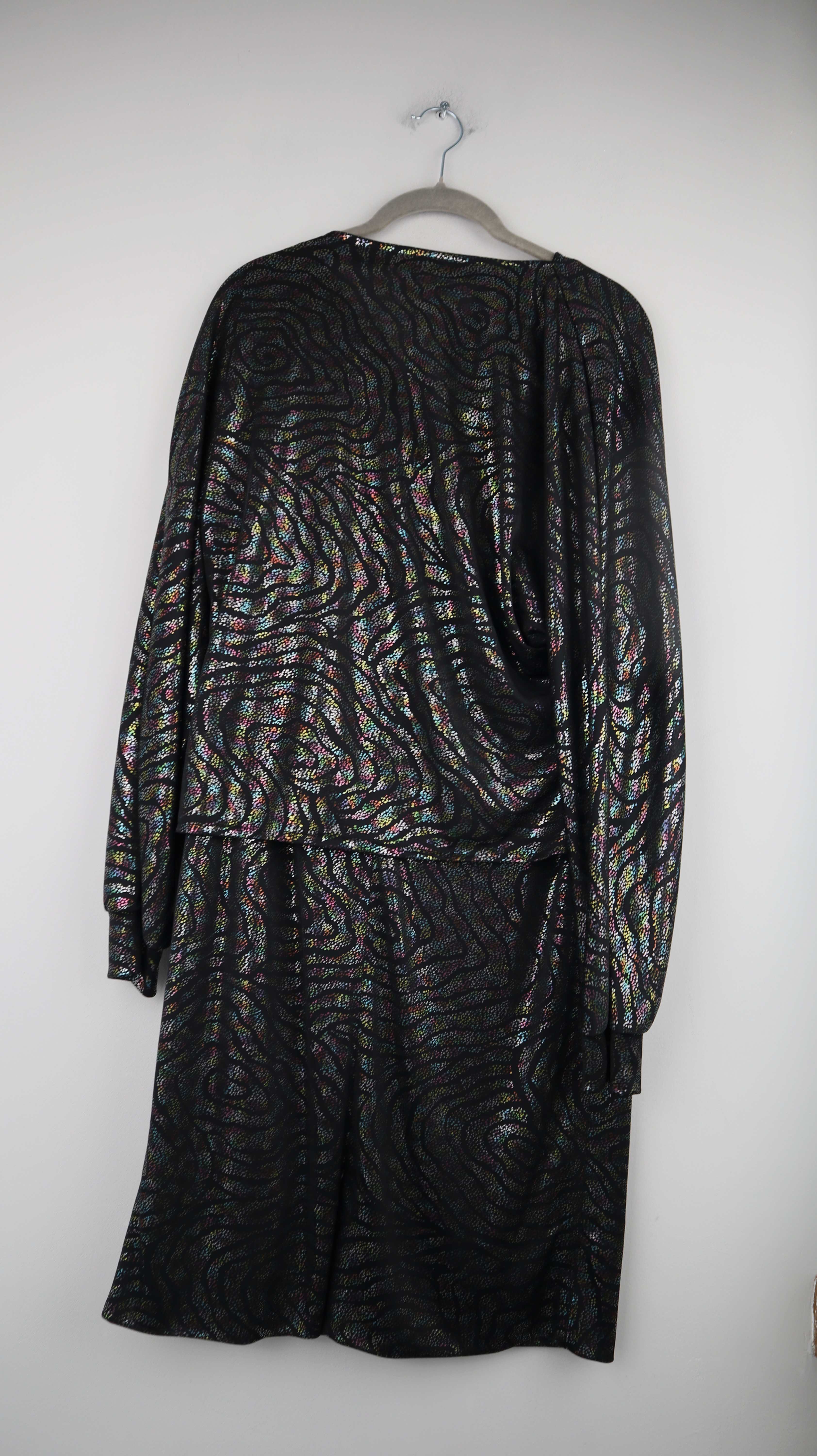 True Vintage Set Glitzerset schwarz 38 M 80er Rock Shirt Oberteil