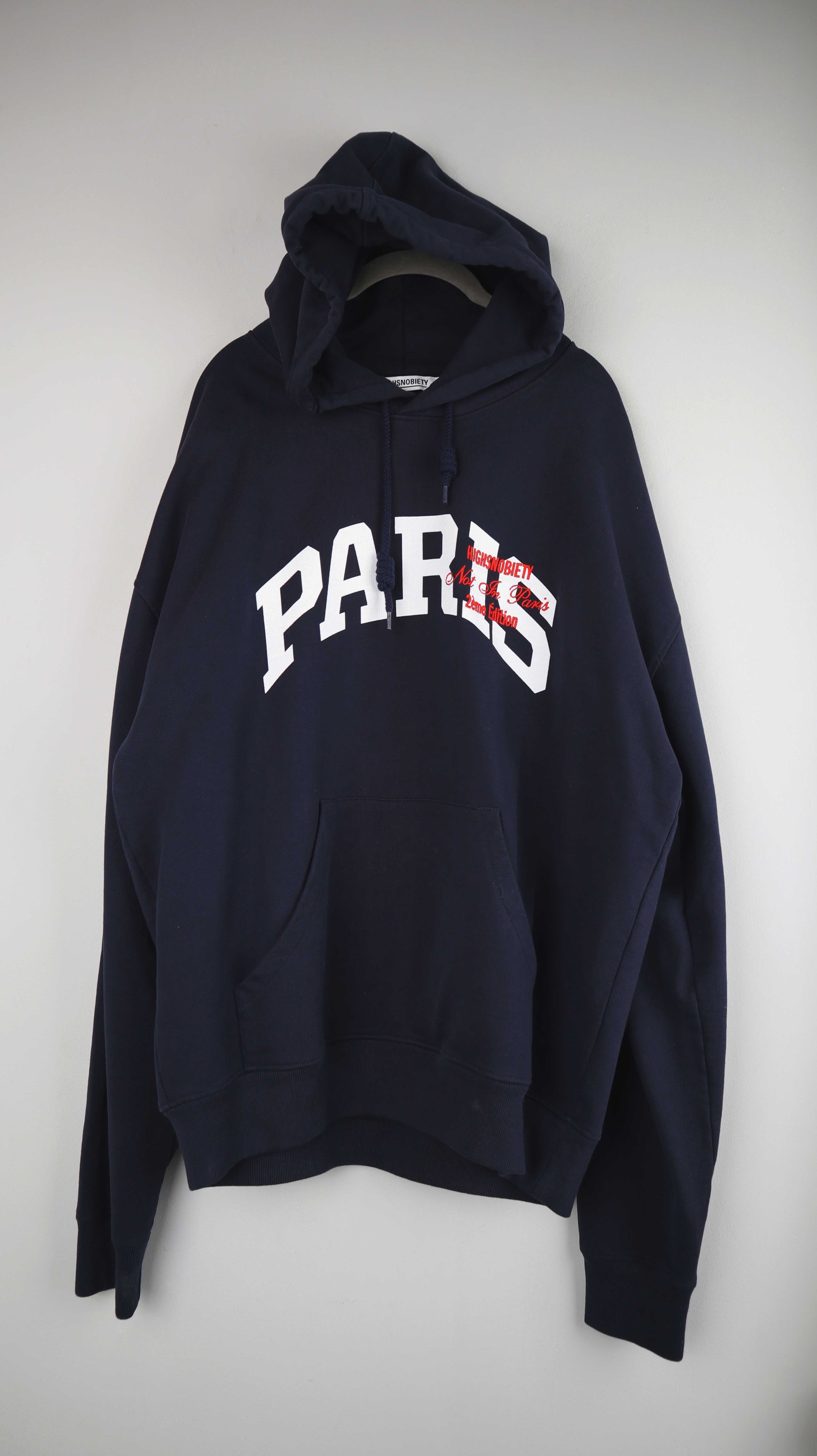 Highsnobiety Hoodie Sweater Blau dunkelblau M Paris Print