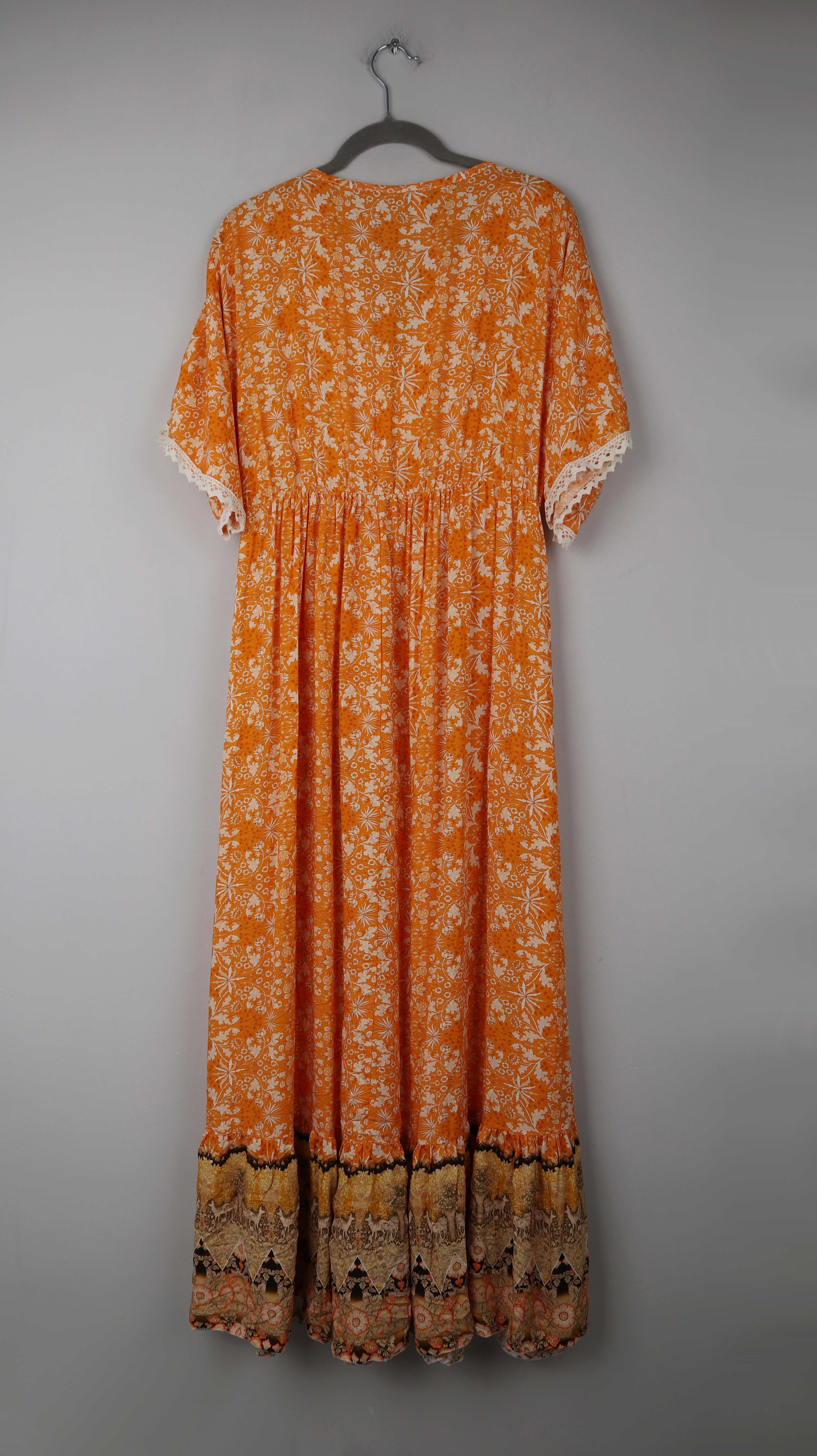 Maxikleid Kleid Lang Neu Orange Maxi Victoria Style 38 M 40 L Hippie Bohemian