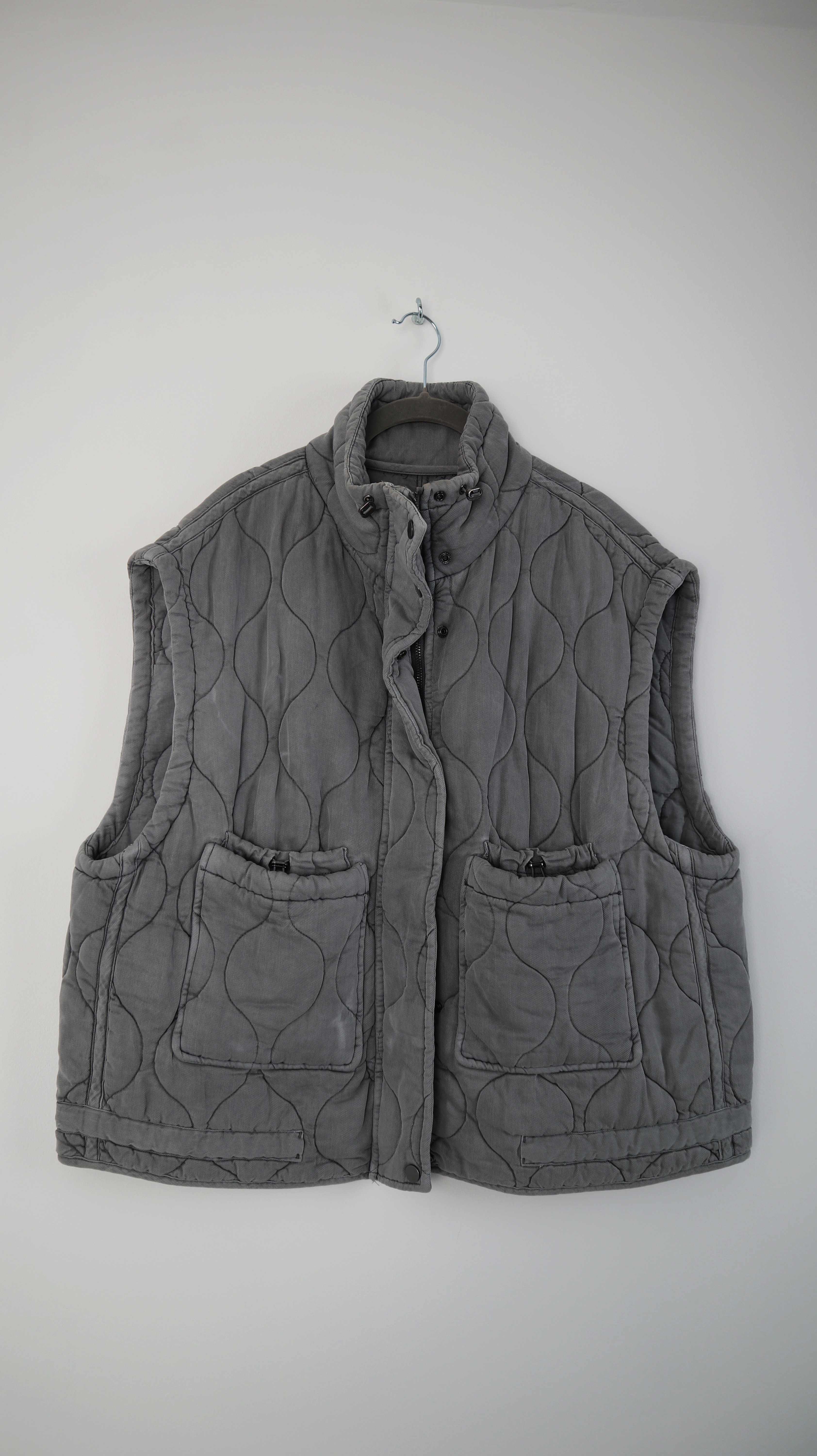 Zara Weste Grau Shirt Steppweste L Boxy oversized