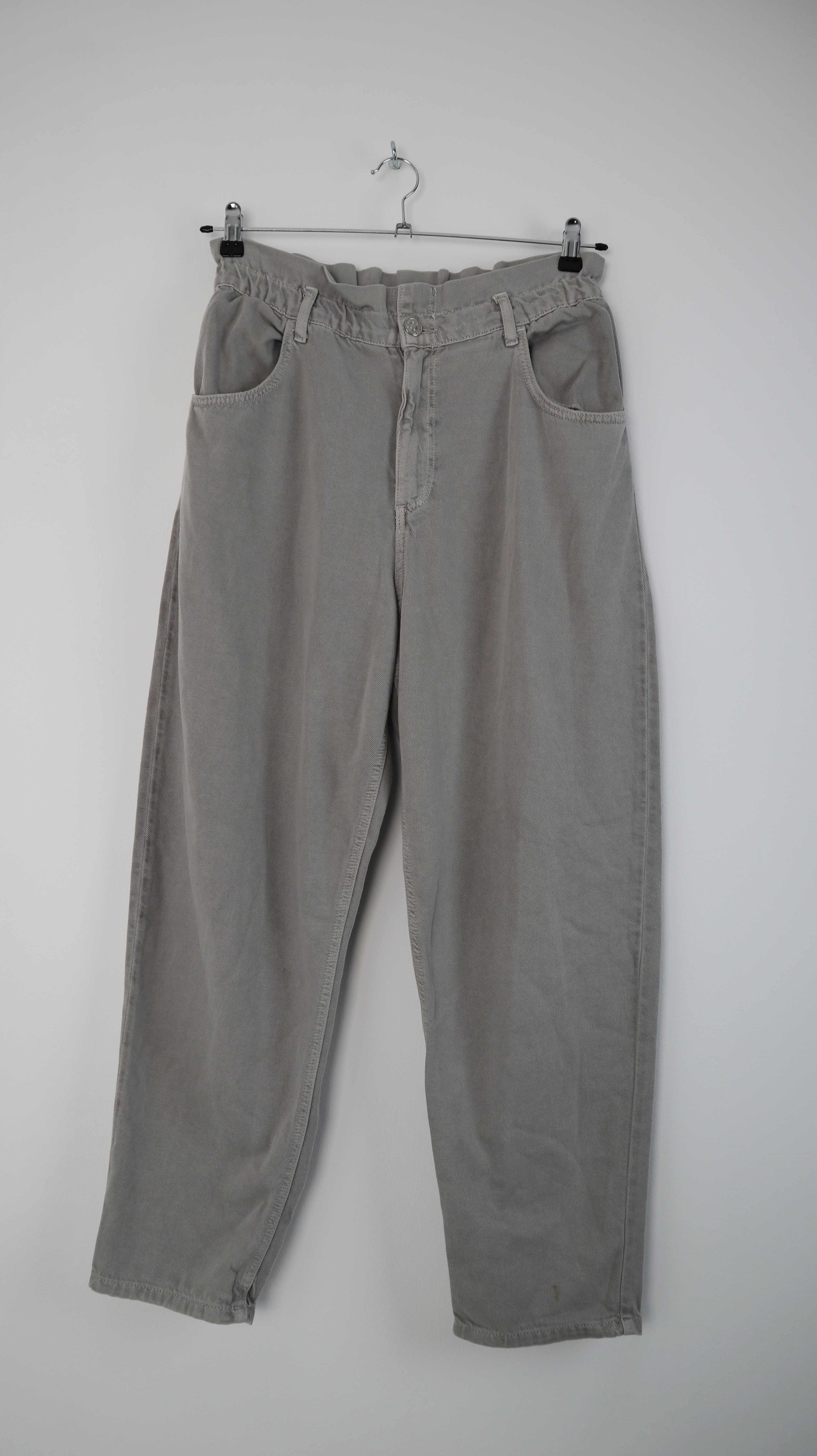 Zara Hose Grau 40 L mid waist Ballonhose basic Hellgrau