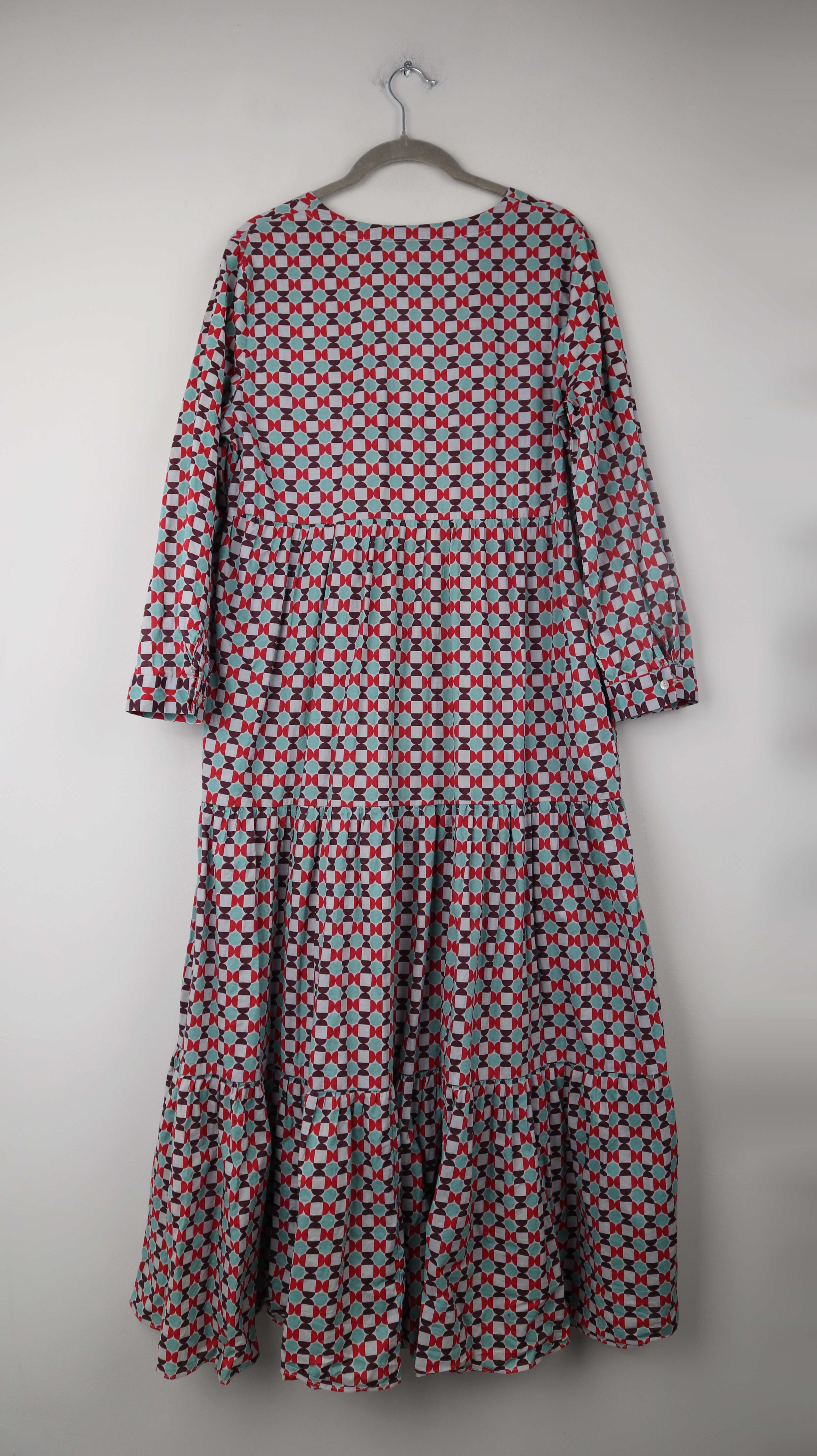 Zara Maxikleid Kleid Maxi 38 M Blau rot gemustert Sommerkleid