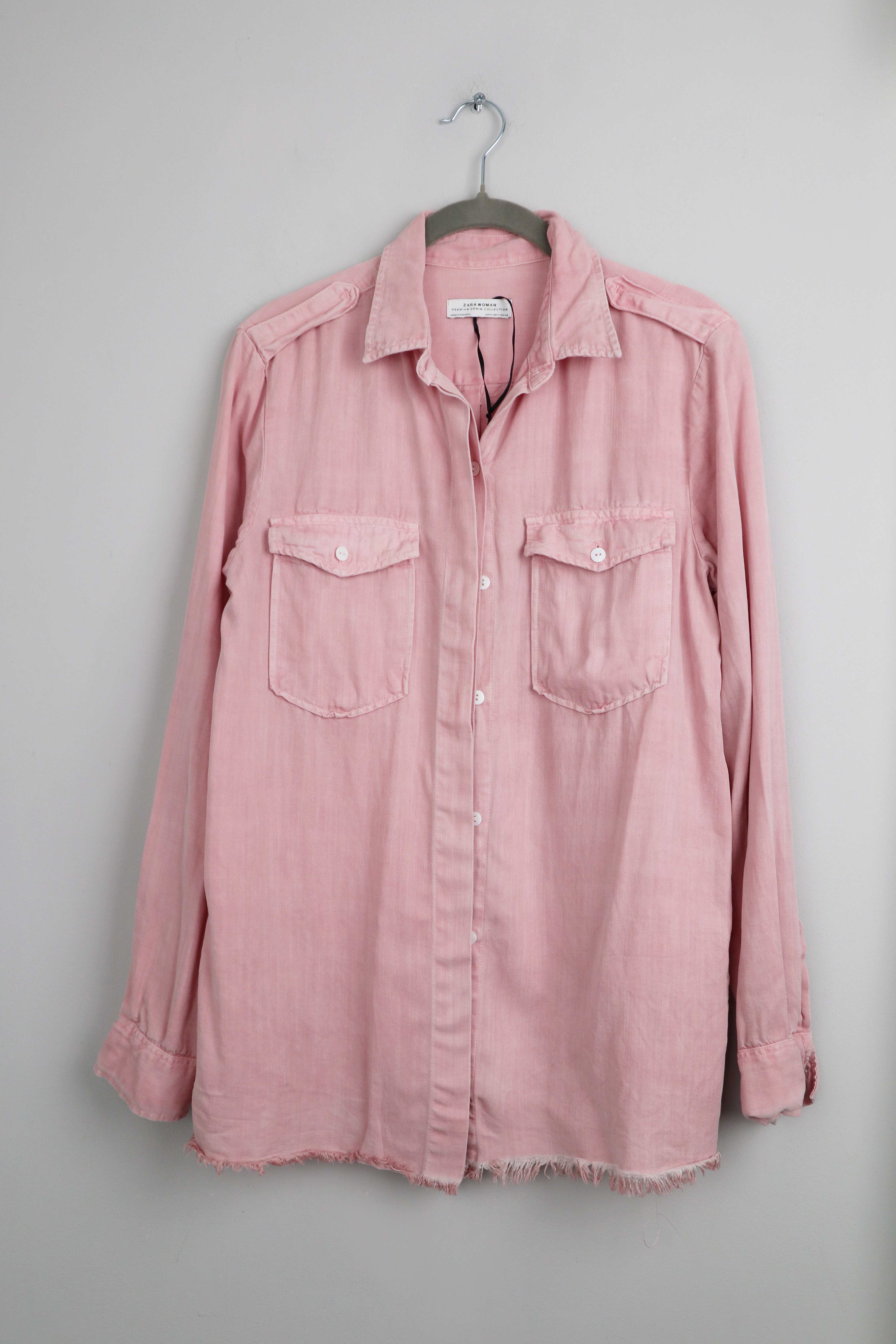 Zara Hemd Shirt Rosa Pastell basic einfarbig 38 M einfarbig