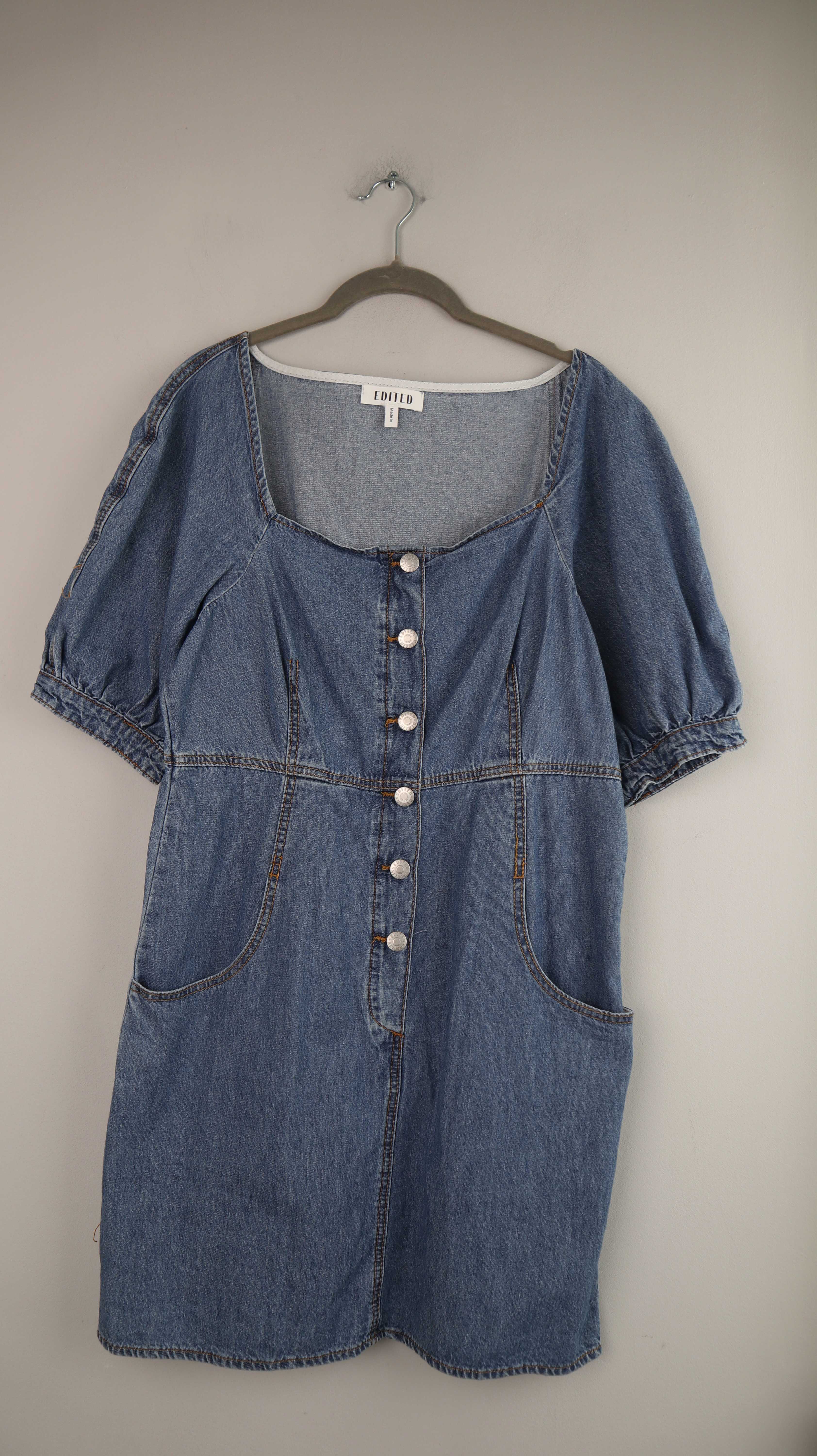 Edited Kleid Jeans Dednim 40 L blau Midi Midikleid Jeanskleid