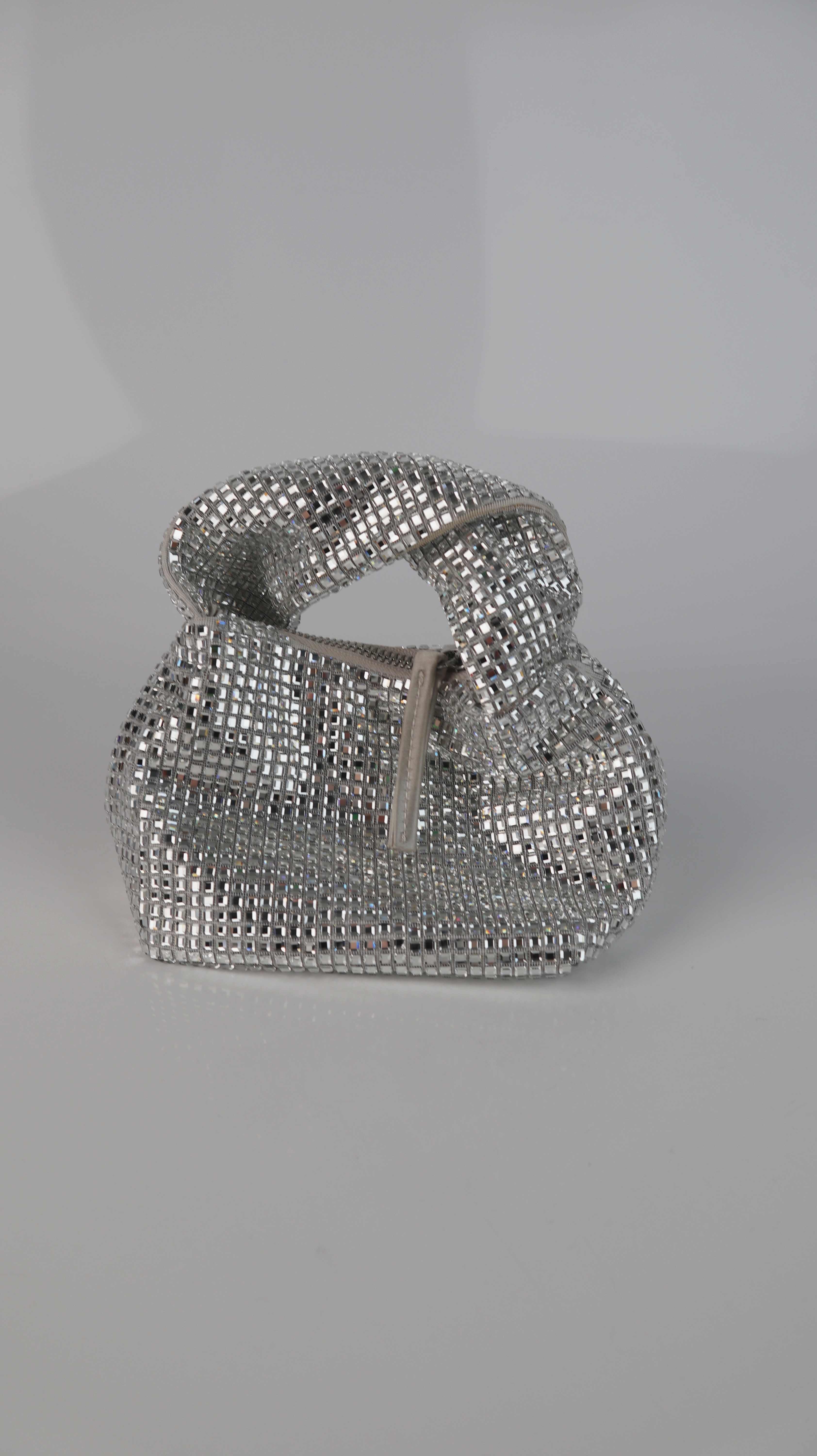 Stine Goya Tasche Handtasche Abendtasche Minitasche Glitzer Metallic Silber