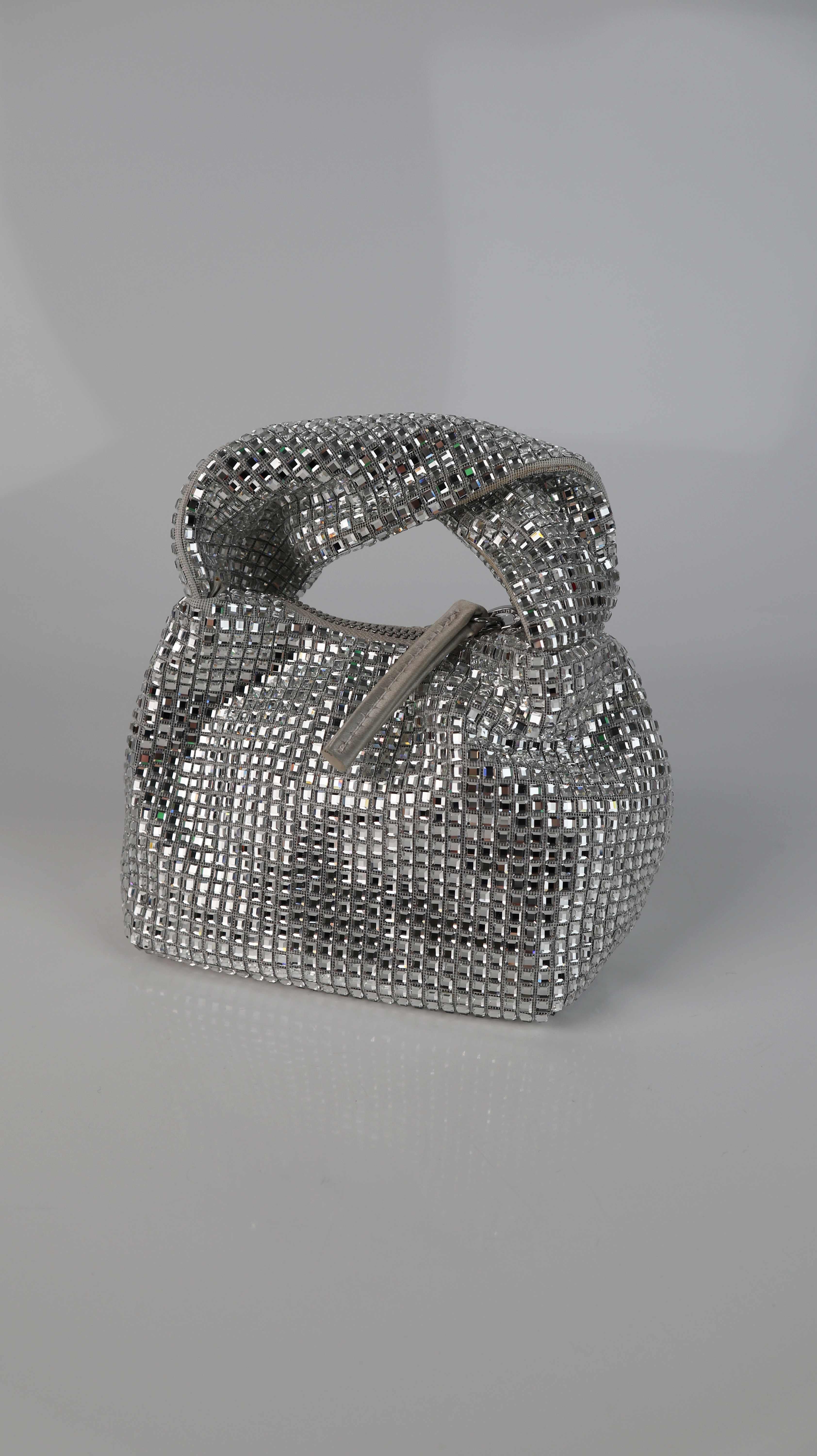Stine Goya Tasche Handtasche Abendtasche Minitasche Glitzer Metallic Silber