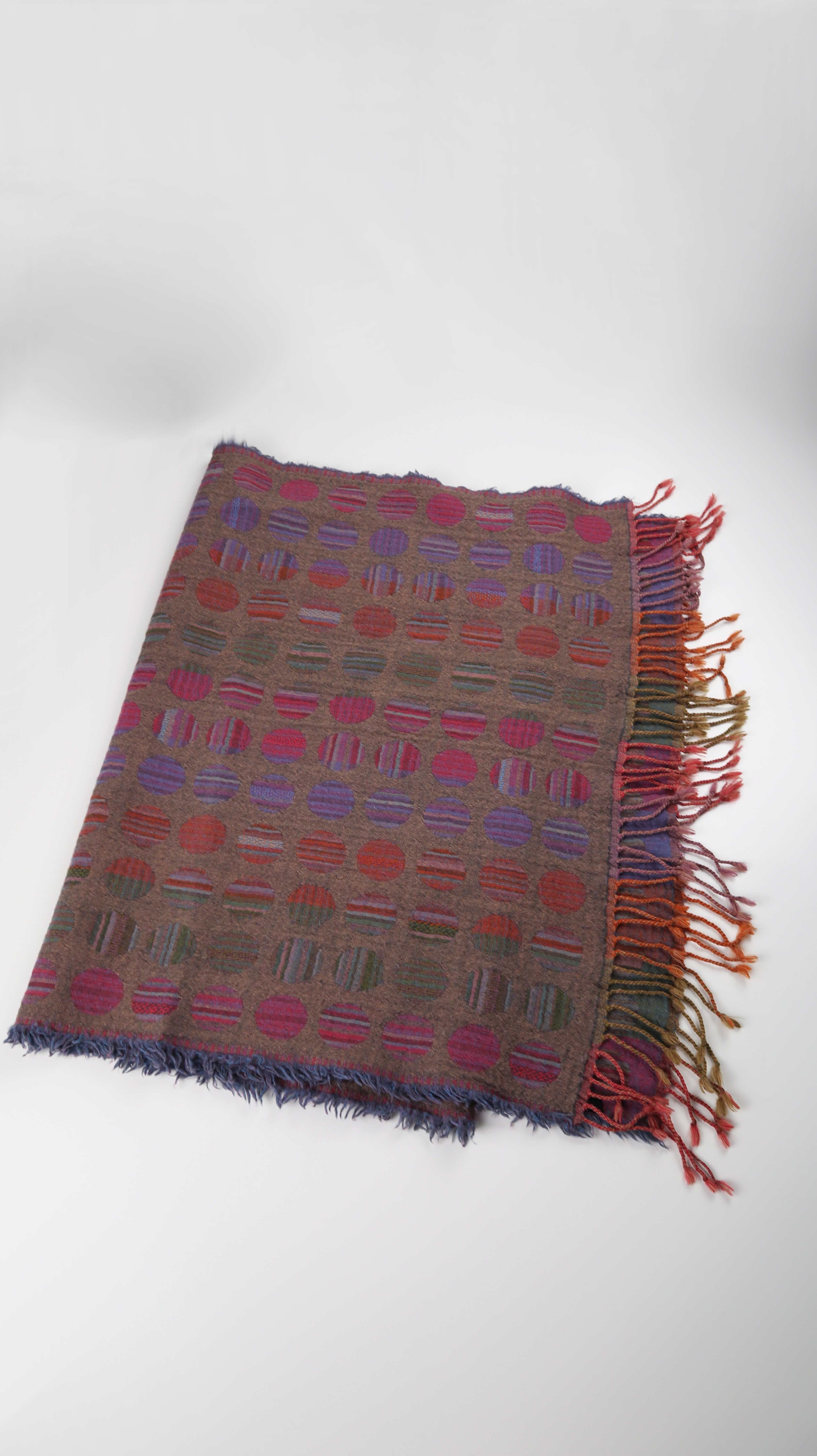 Yam Yam Schal Wolle braun rosa gepunktet Tuch Wollschal