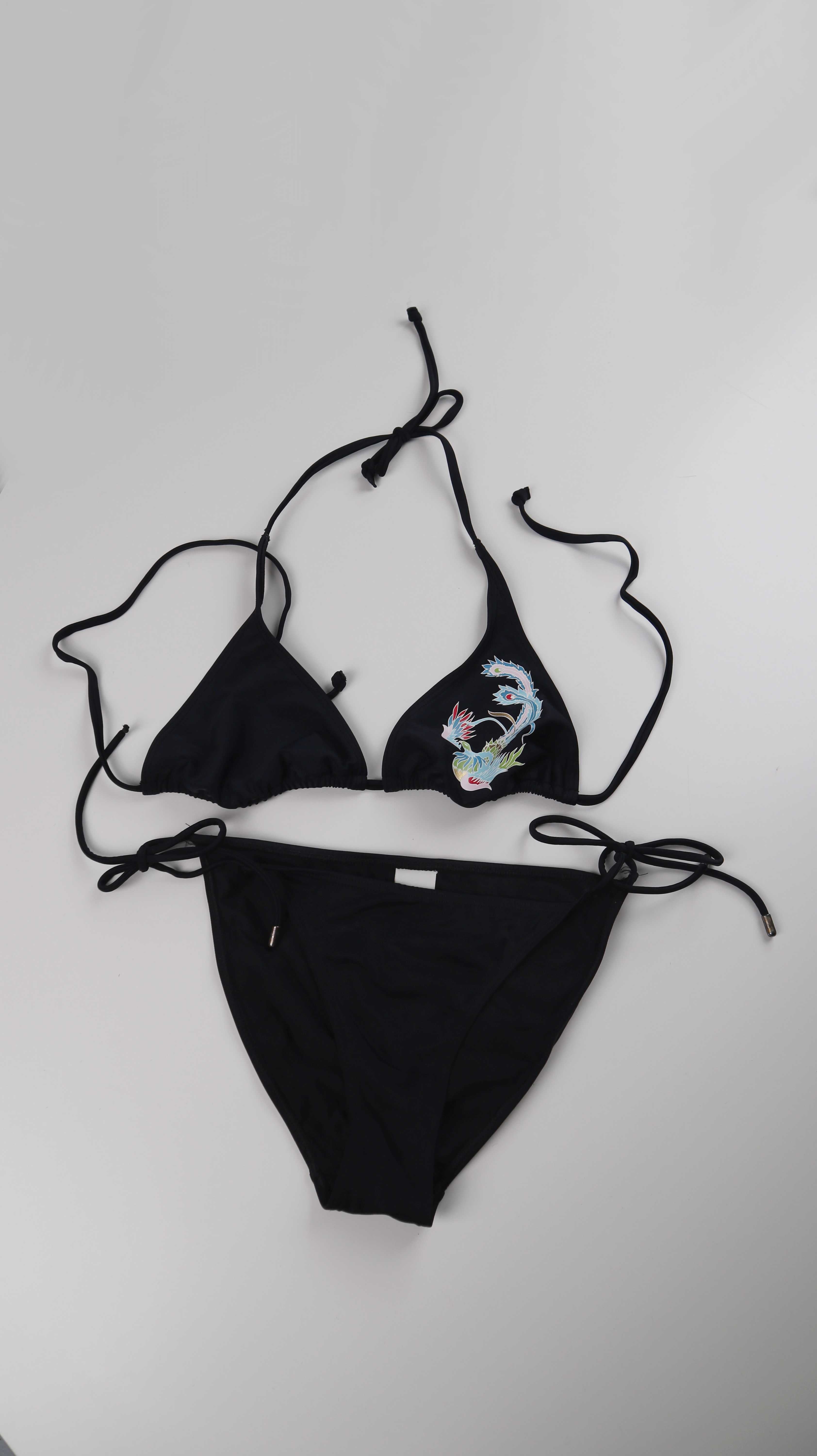 H&M Bikini Vintage 38 M schwarz 40 L Drache 90s