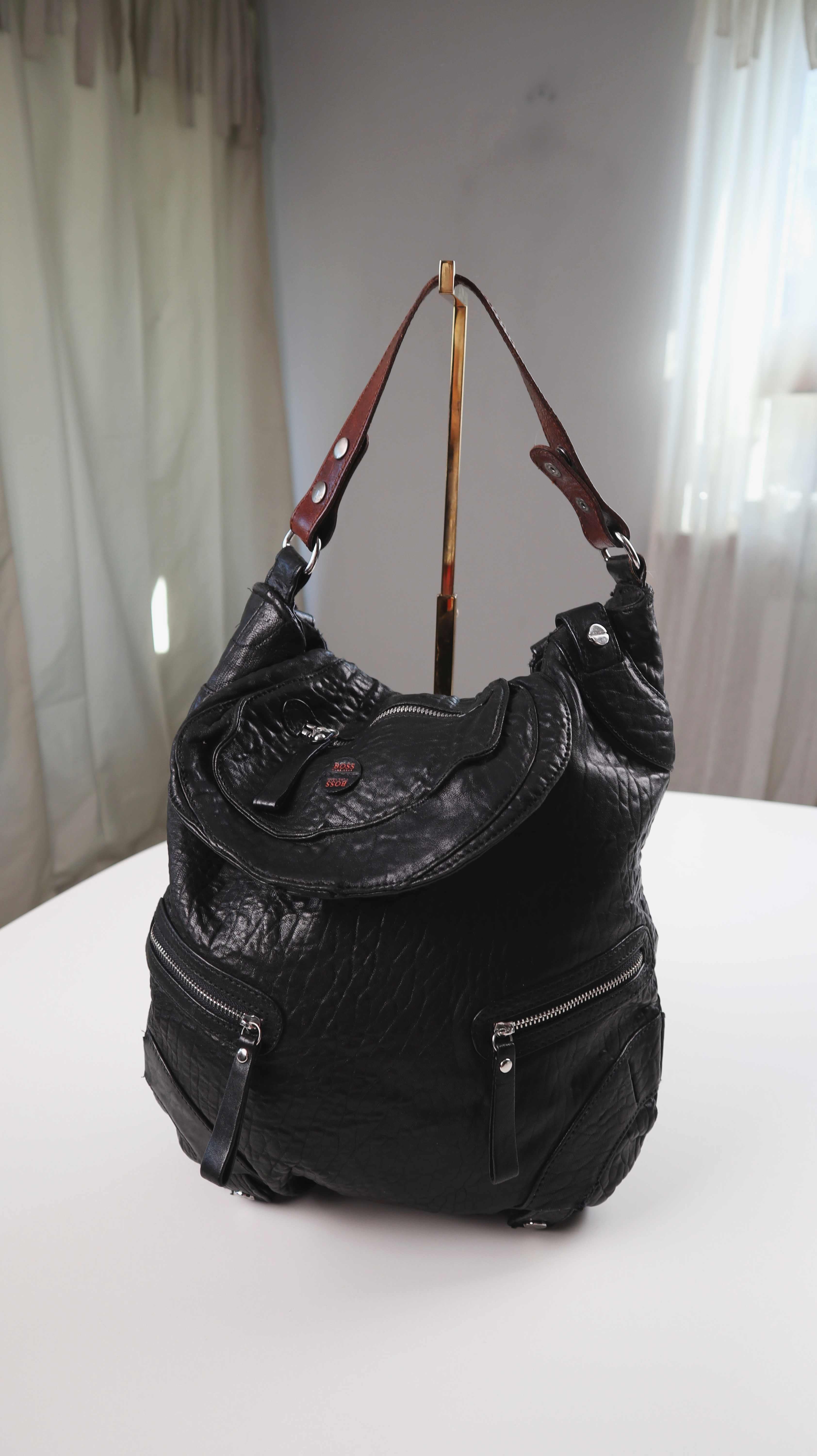 Hugo Boss Tasche Ledertasche Schultertasche Schwarz Shopper Leder