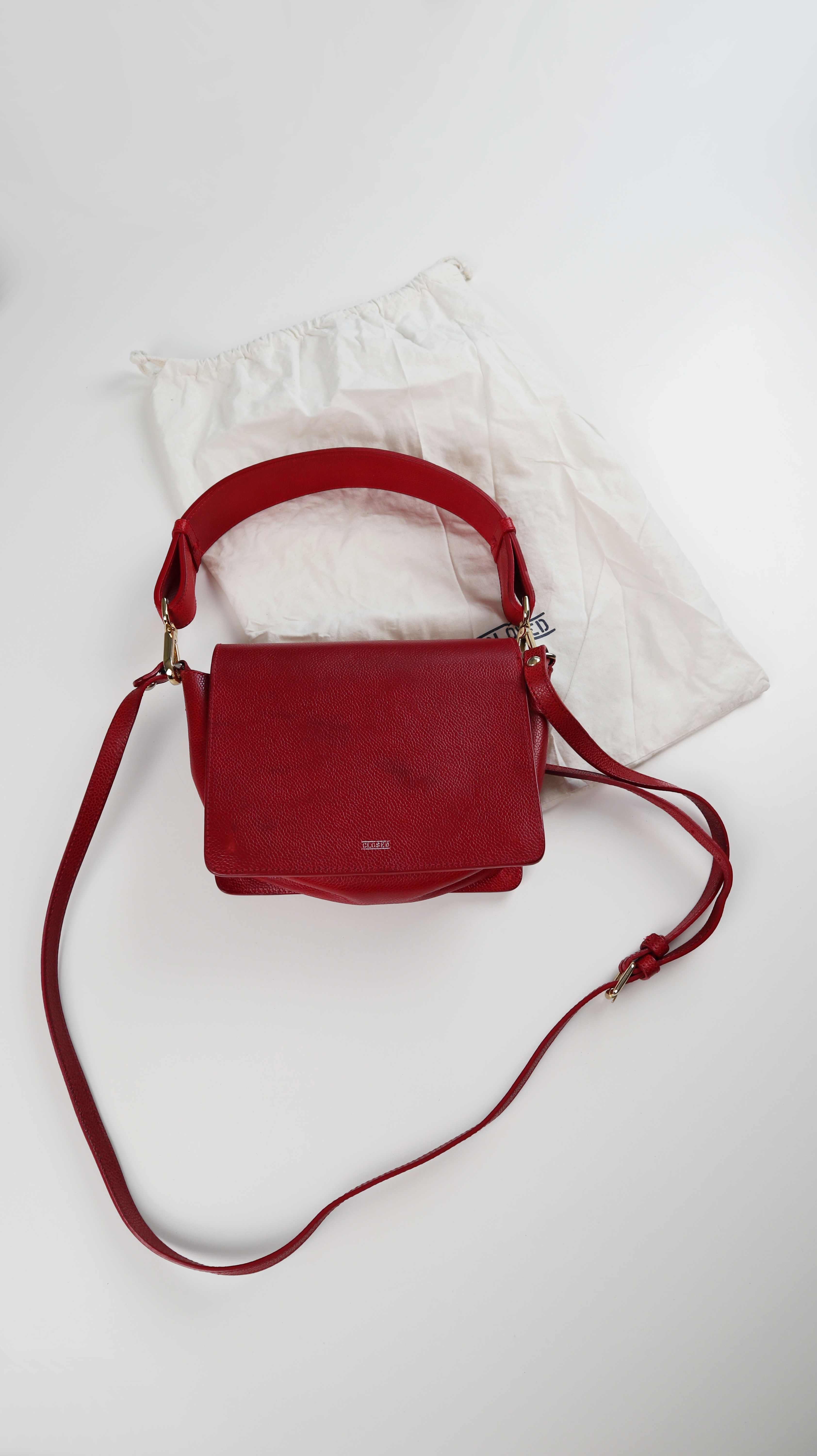 Closed Tasche Ledertasche rot Umhängetasche Schultertasche Baguette bag