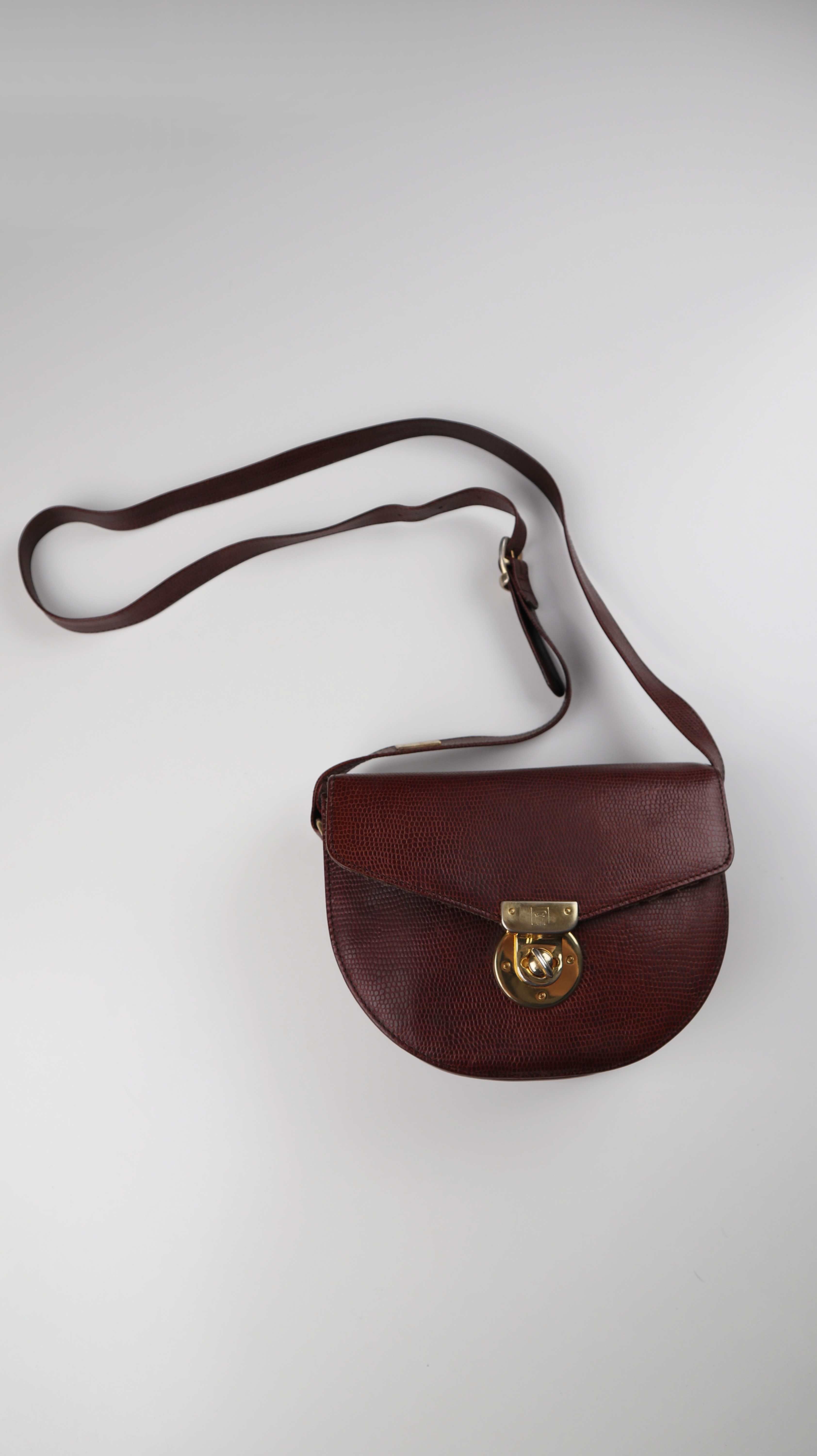 Tasche Umhängetasche braun Ledertasche rund Handtasche Gold