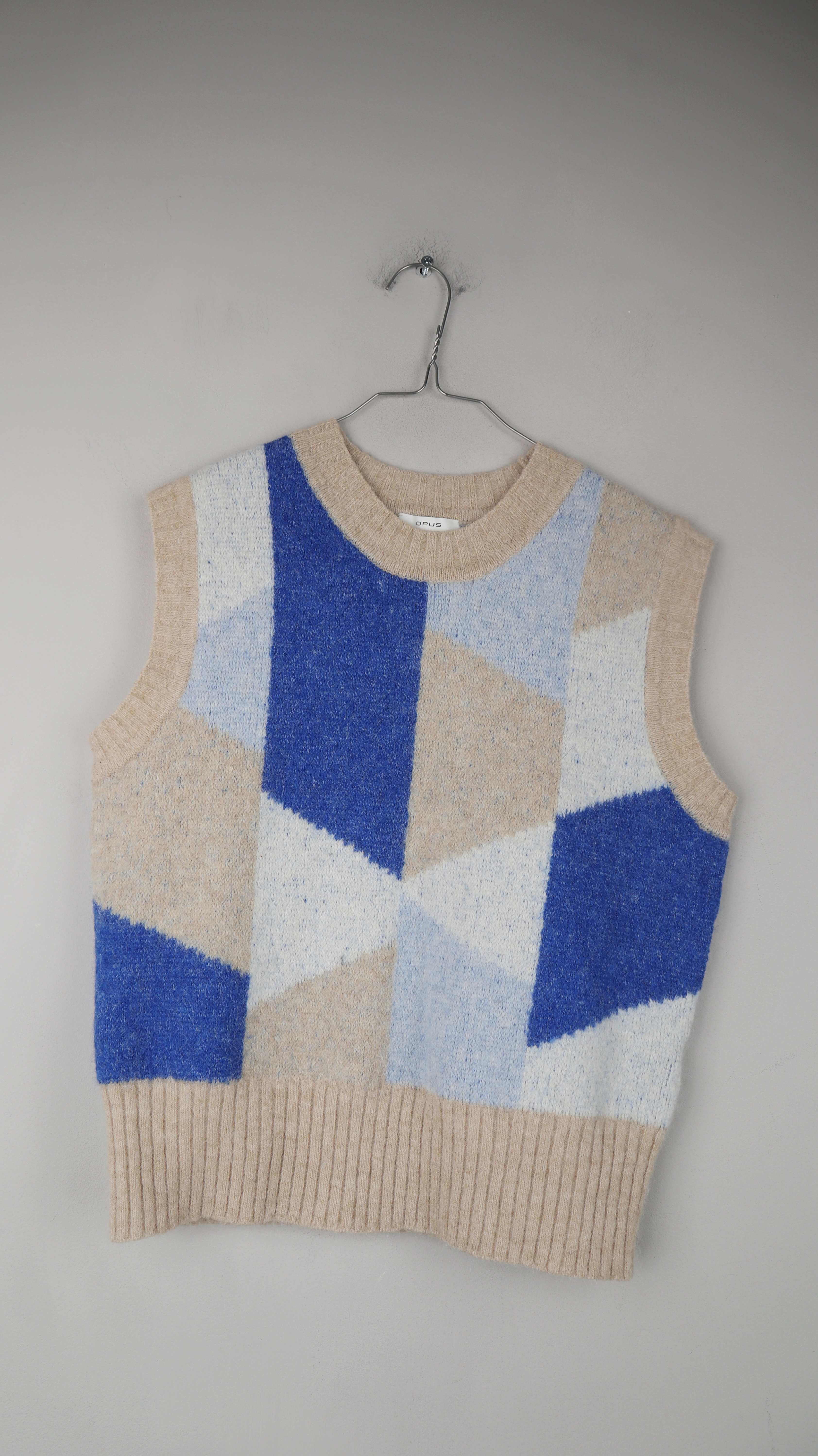 Opus Weste Beige Blau 40 L Petje Cardigan Oberteil Strickweste