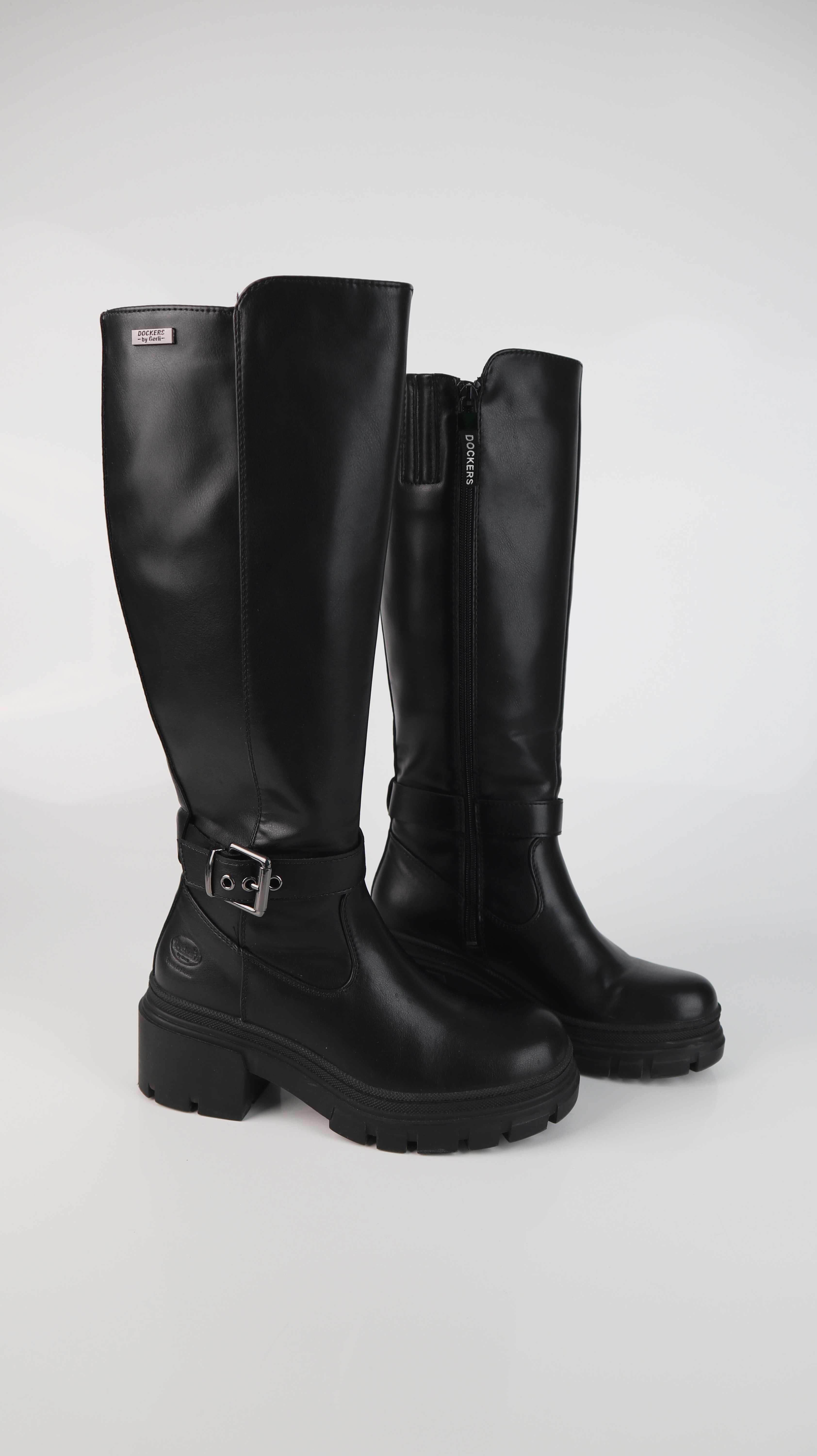 Dockers Stiefel schwarz 37 Boots Bikerboots Lederstiefel lang