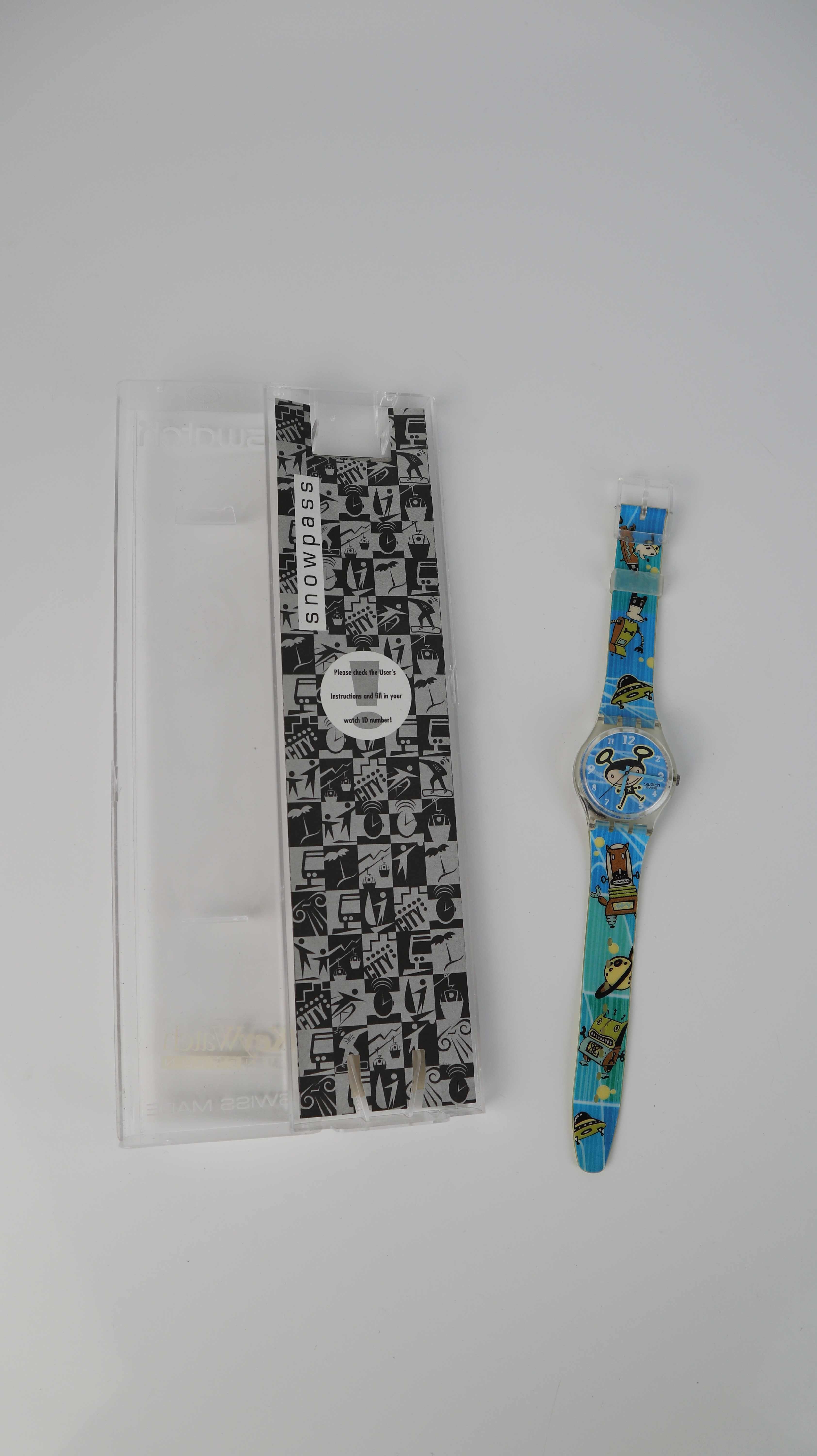 Swatch Uhr Armbanduhr blau Strange Space Vintage Retro 2004