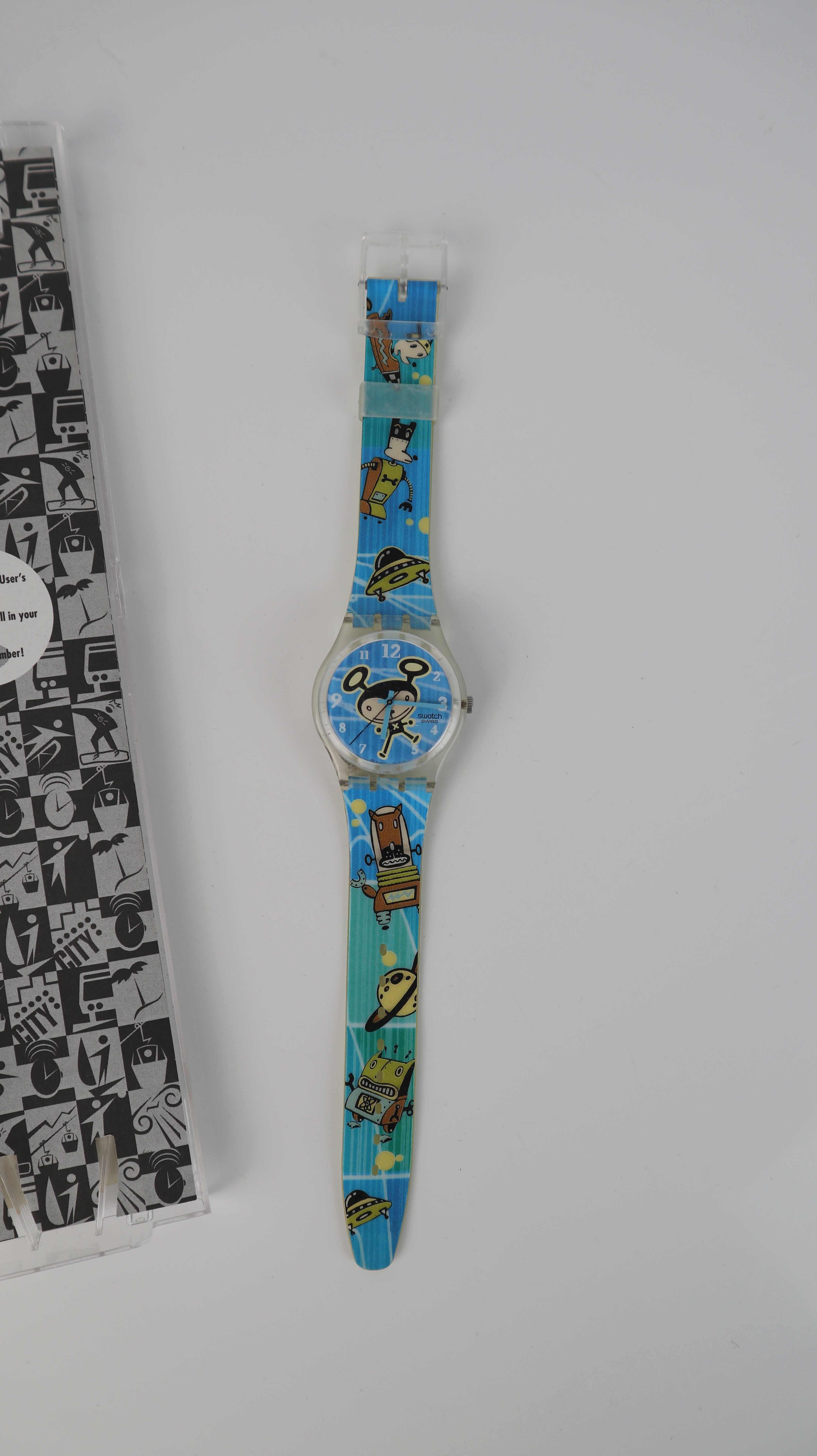 Swatch Uhr Armbanduhr blau Strange Space Vintage Retro 2004