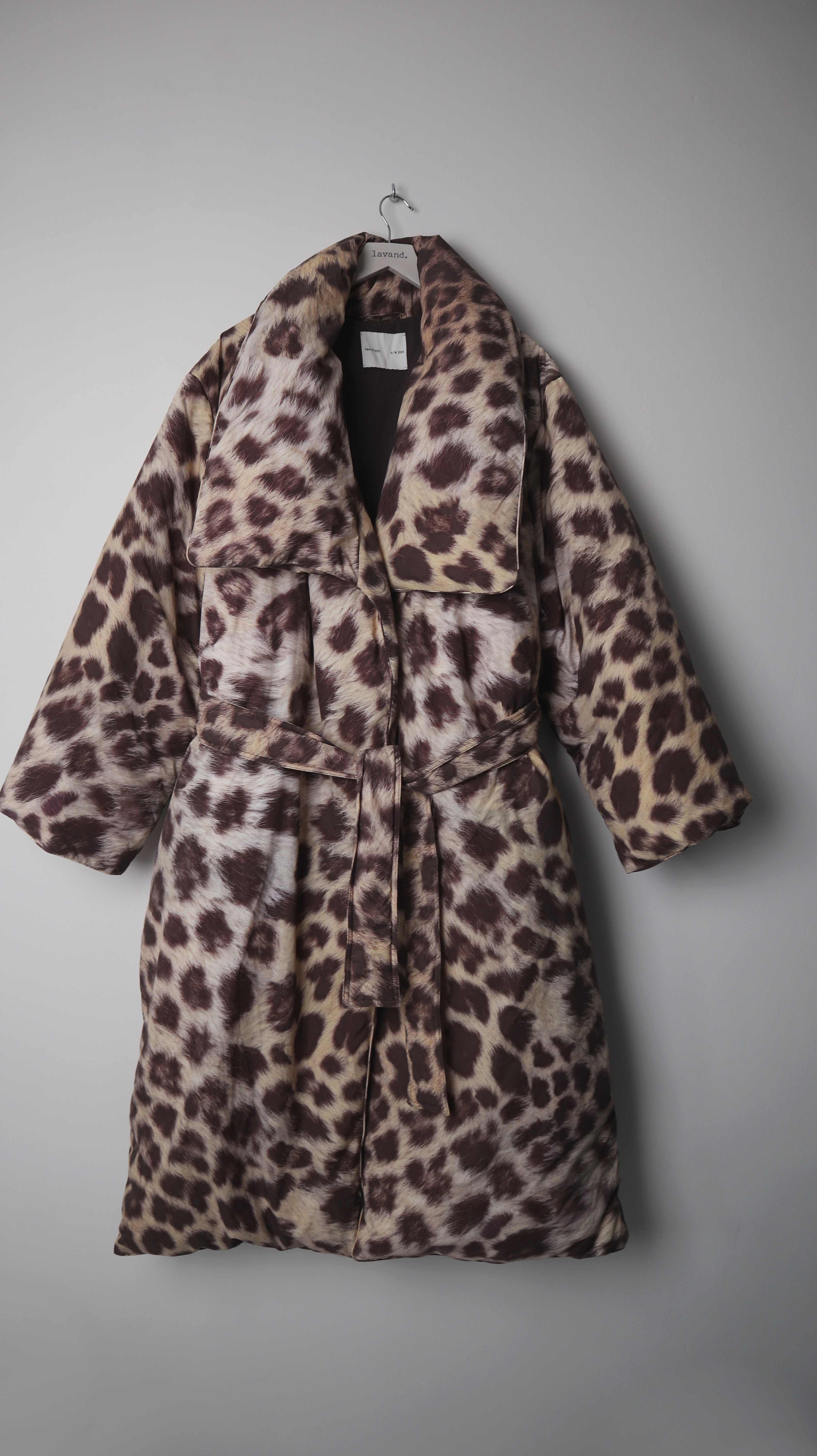 H&M Studio 2024 Collection Leopard Puffer Mantel 38 M Animalprint