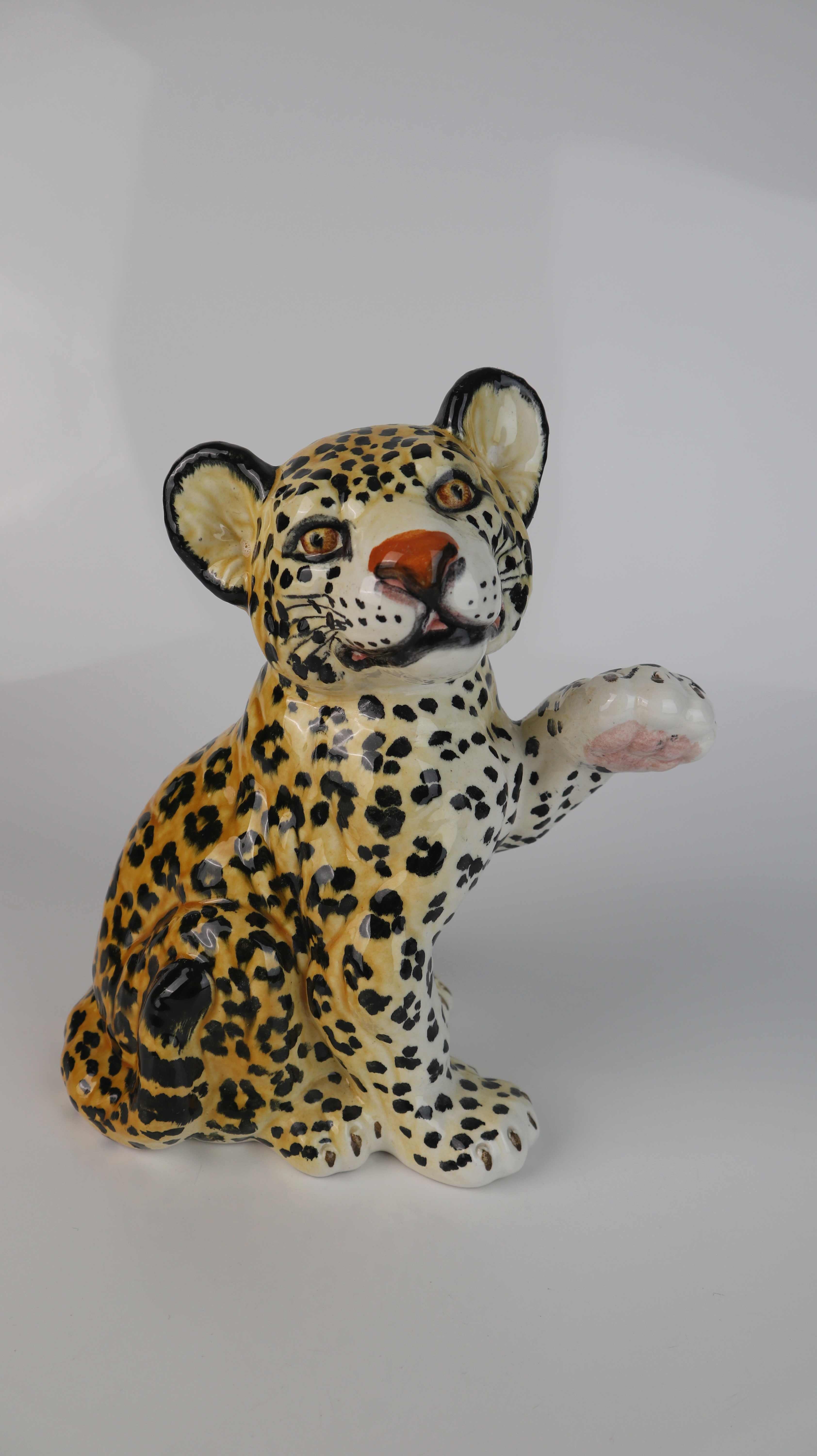 Handbemalter Leopard made in italy italienisch Leo Porzellanfigur