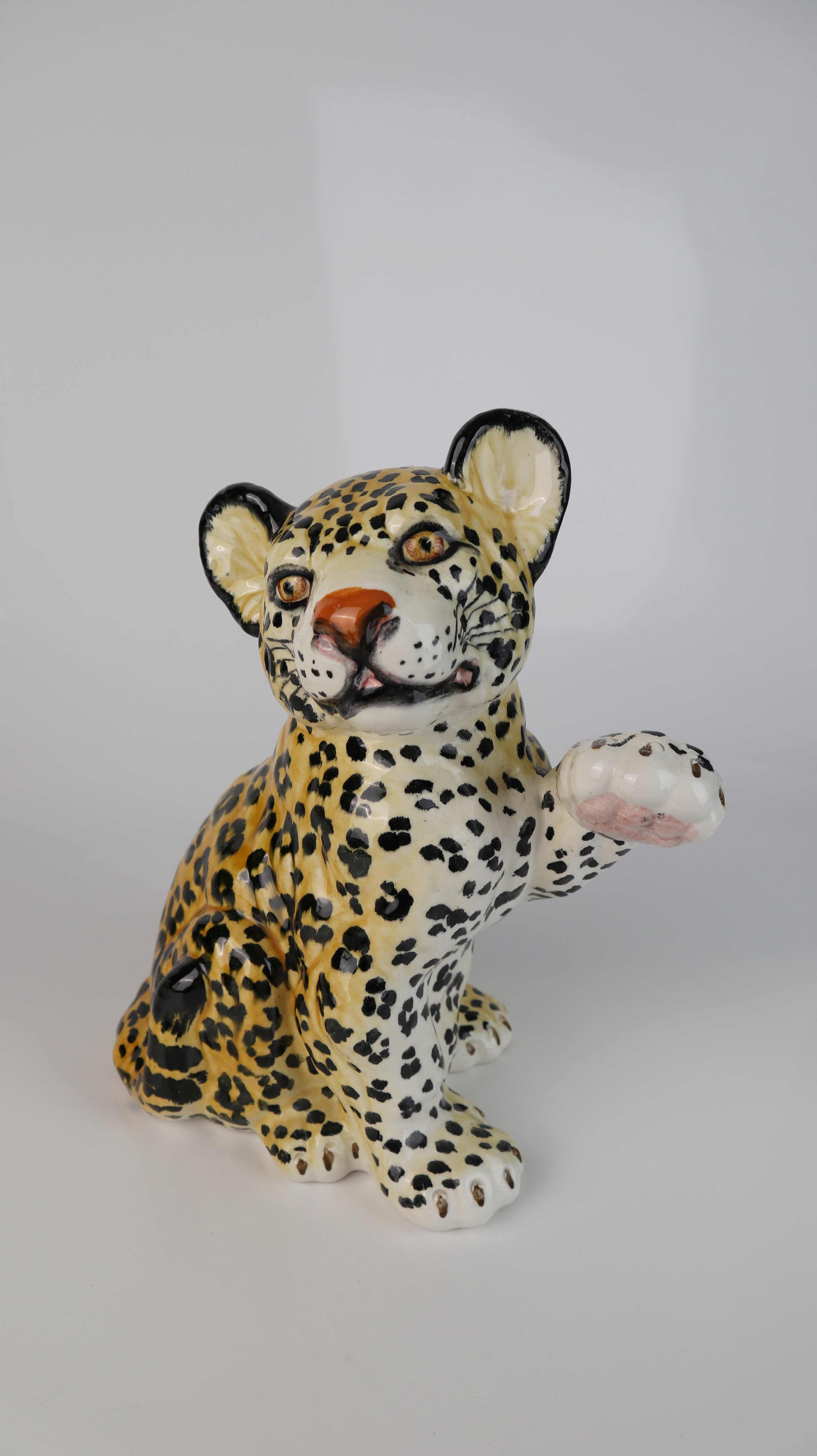 Handbemalter Leopard made in italy italienisch Leo Porzellanfigur