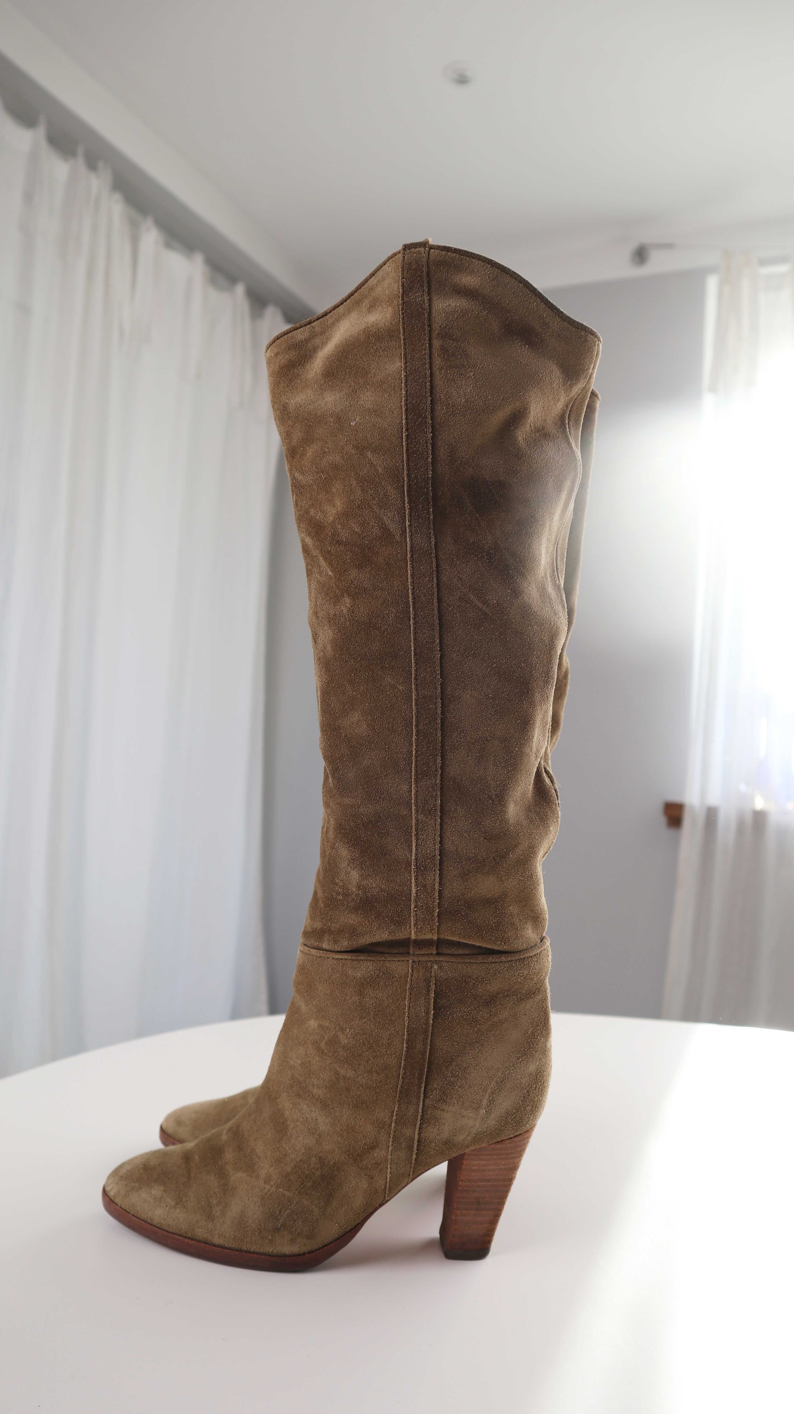 Wildlederstiefel Grün Khaki Olivgrün 39 hoch Leder Stiefeletten