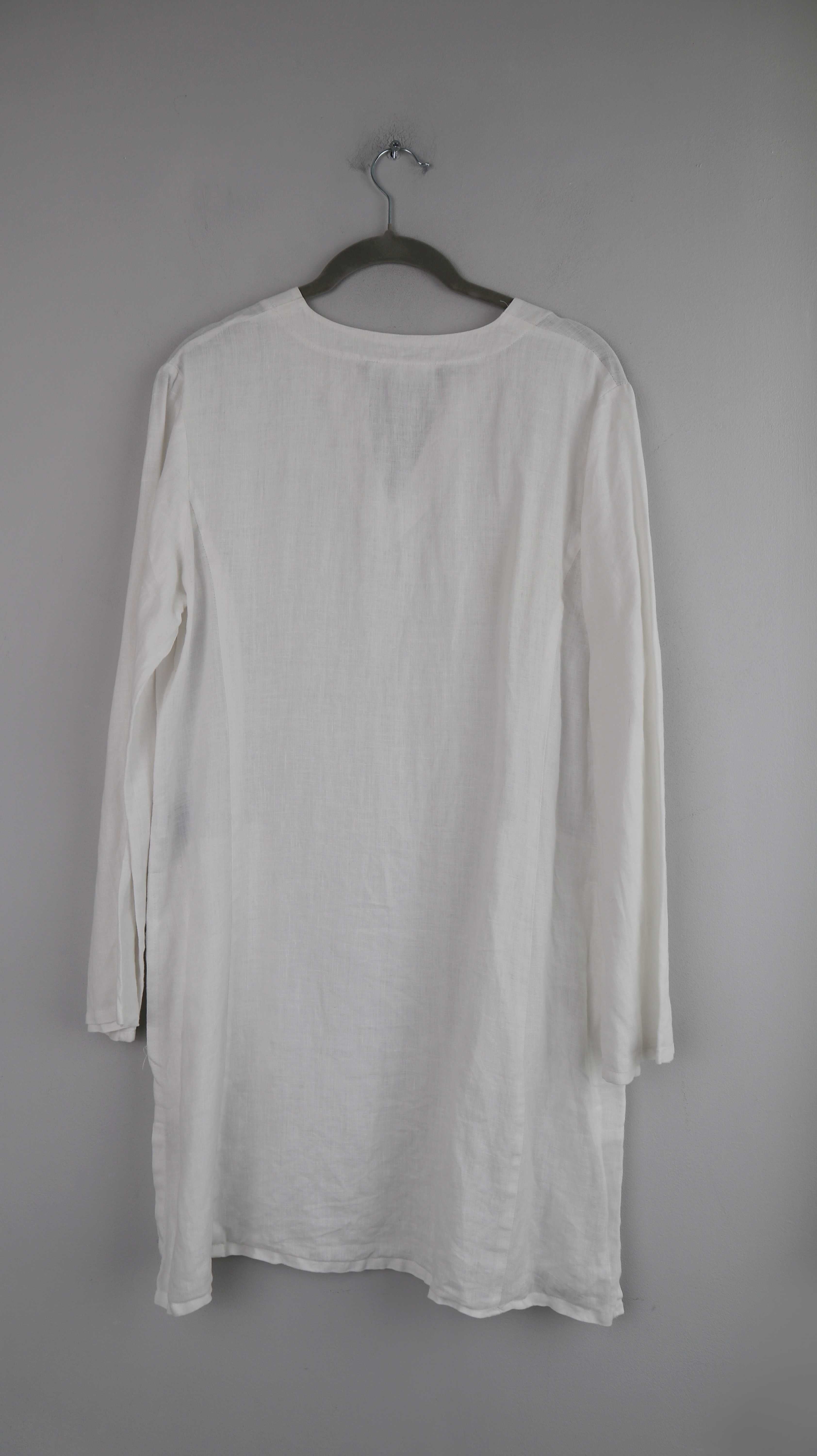 Hennes Collection H&M Bluse Weiß Leinenbluse Hemd 36 S V-Ausschnitt