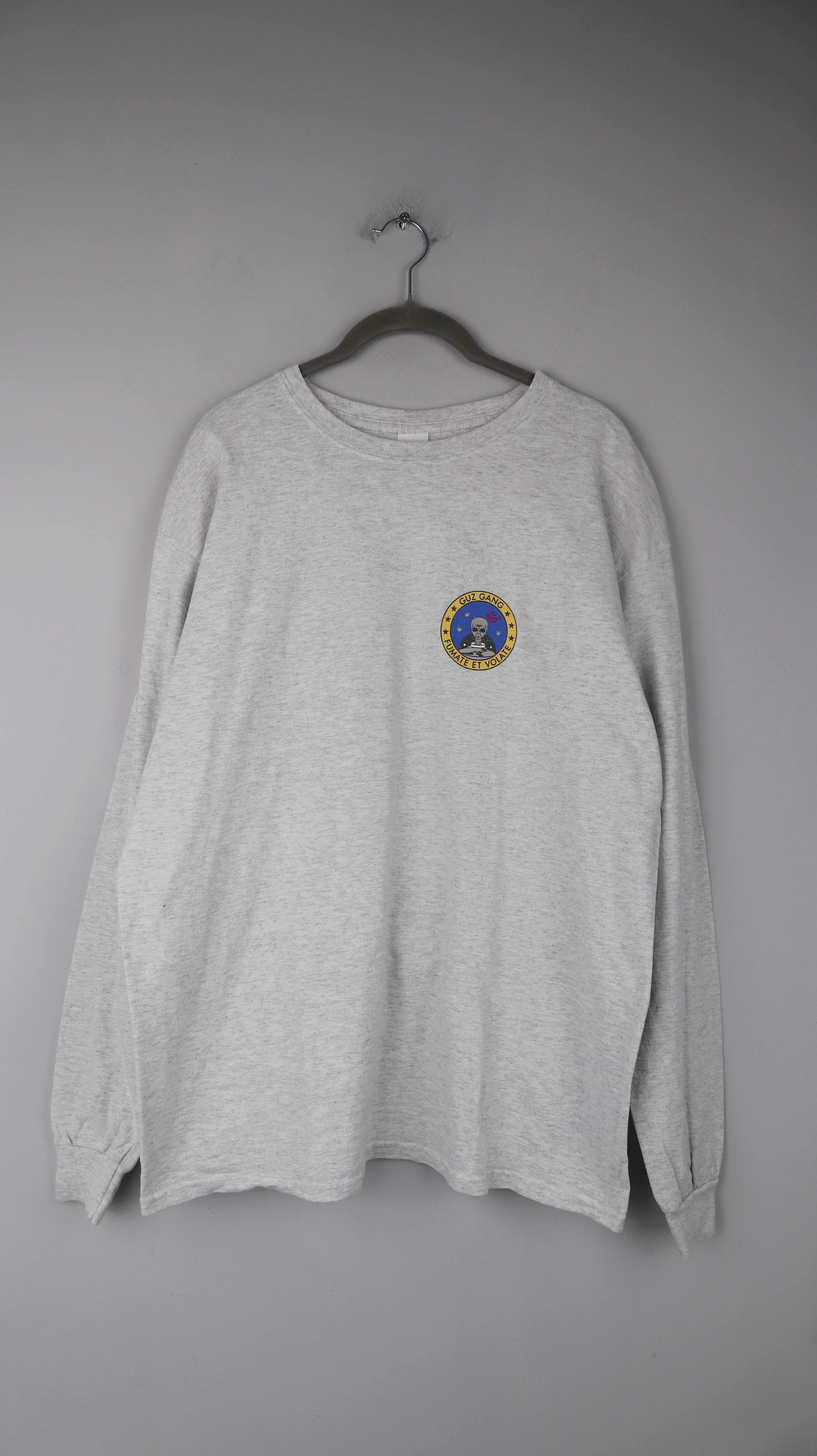 Guz Gang Shirt Longsleeve Grau L Gildan Vintage Retro Alien